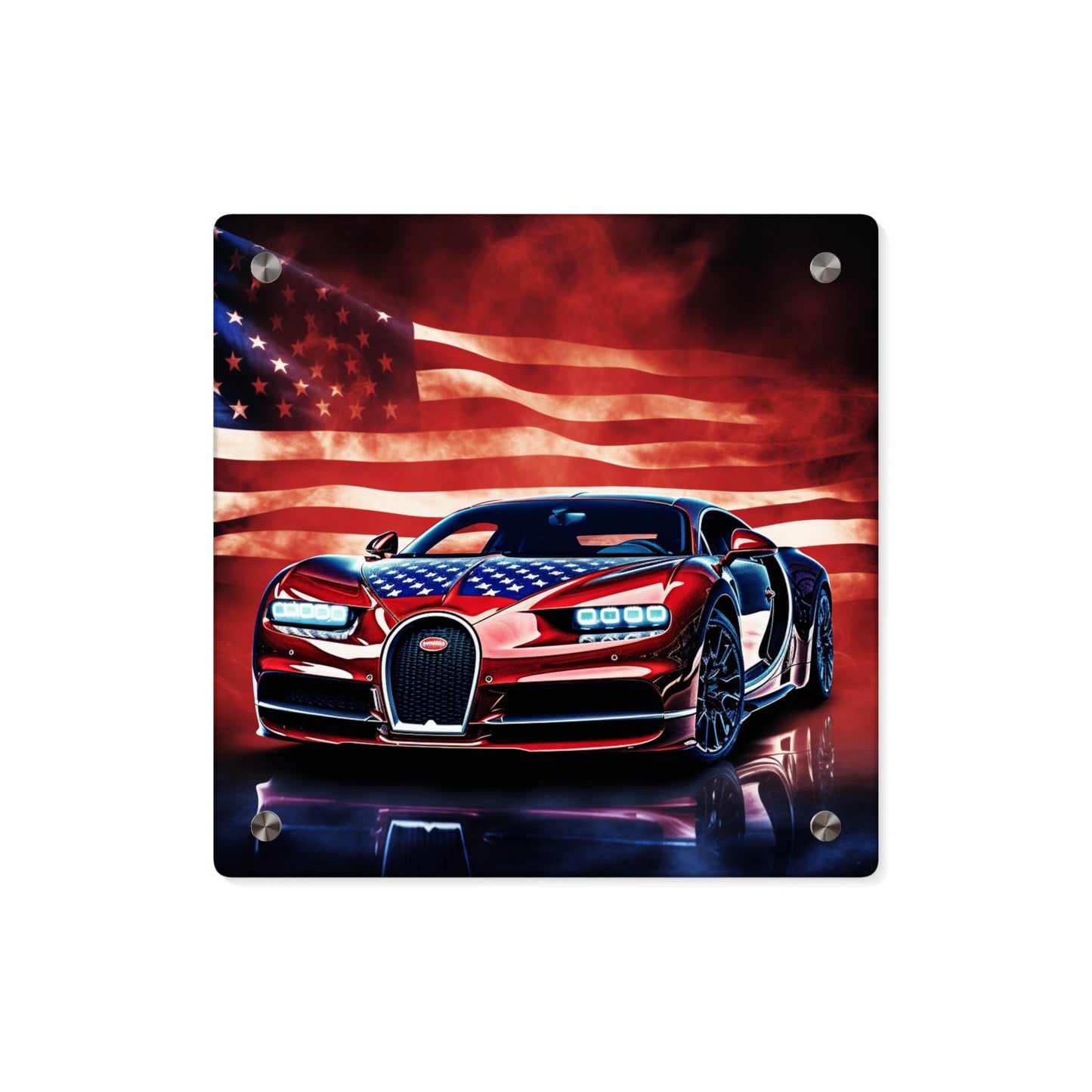 Acrylic Wall Art Panels Abstract American Flag Background Bugatti 3