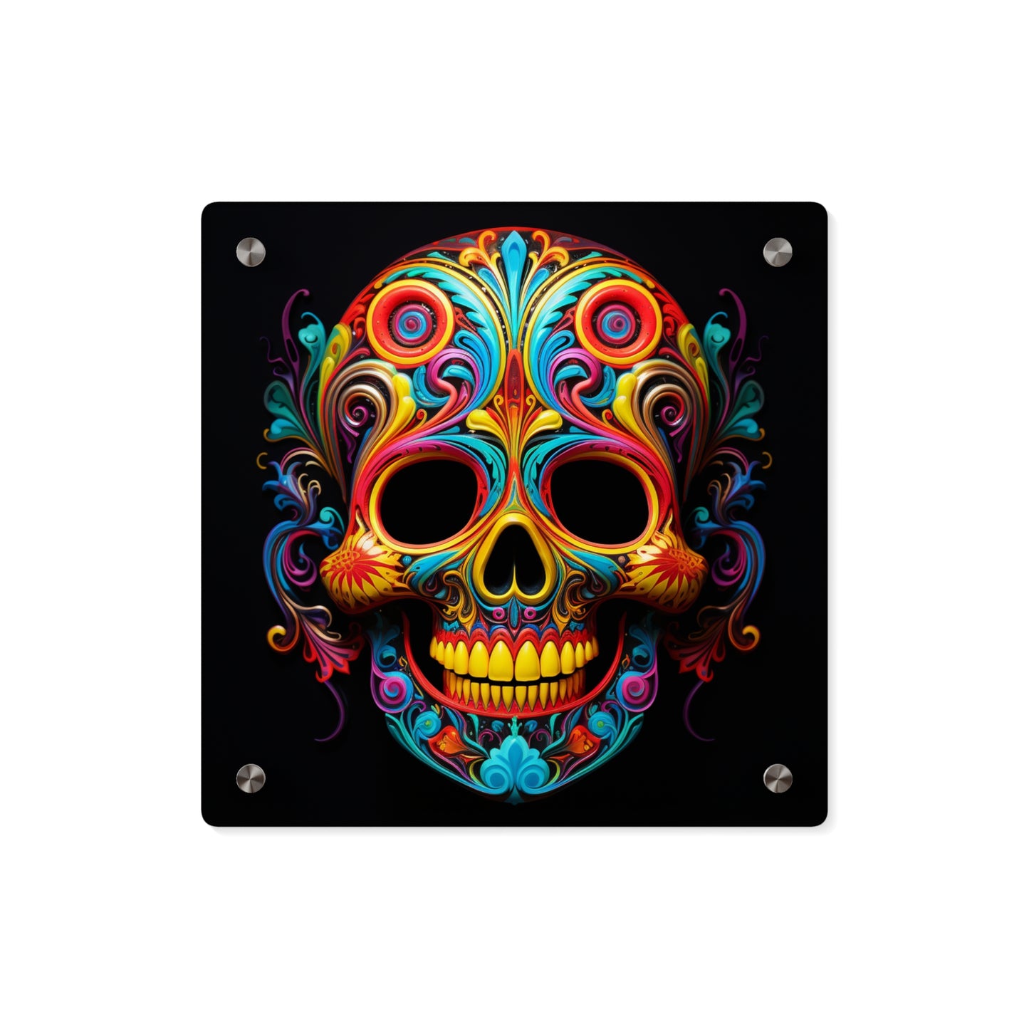 Acrylic Wall Art Panels Macro Skull Color 1