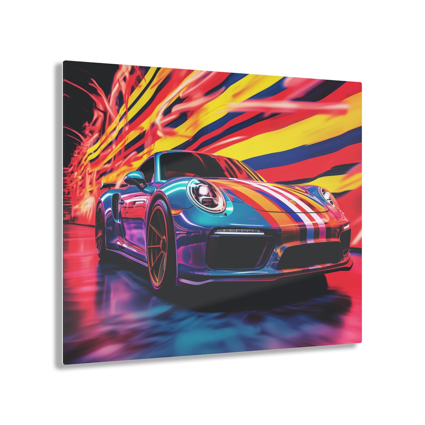 Acrylic Prints Macro American Flag Porsche 2