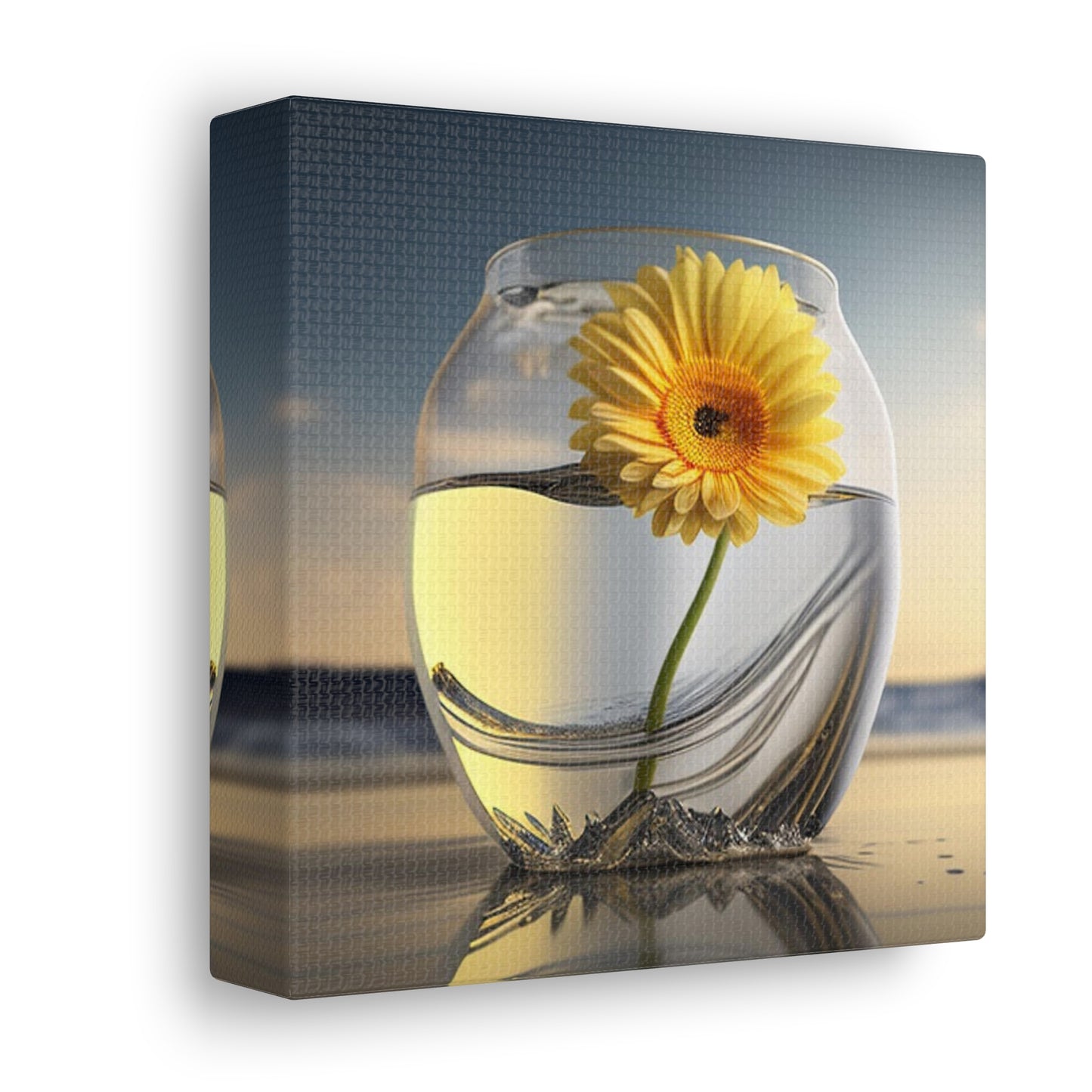 Canvas Gallery Wraps yello Gerbera glass 1