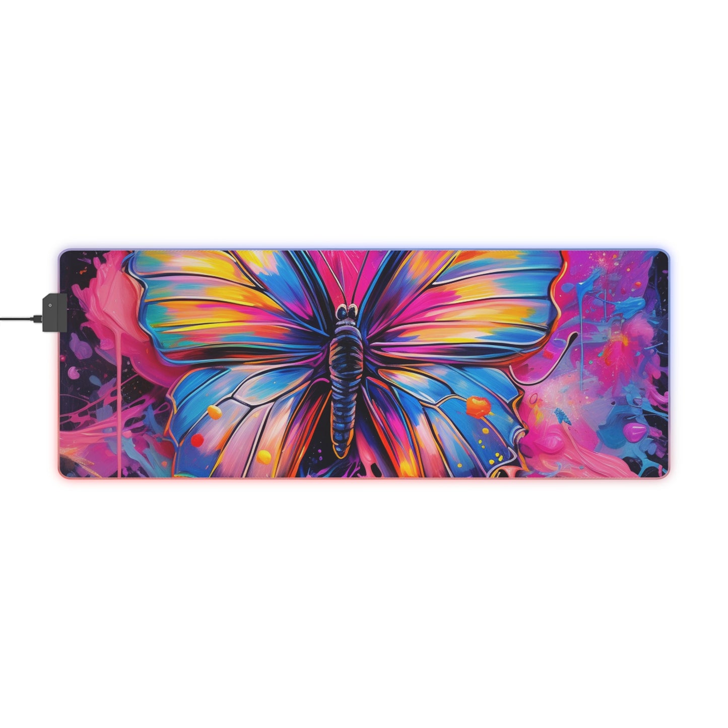 LED Gaming Mouse Pad Pink Butterfly Flair 3