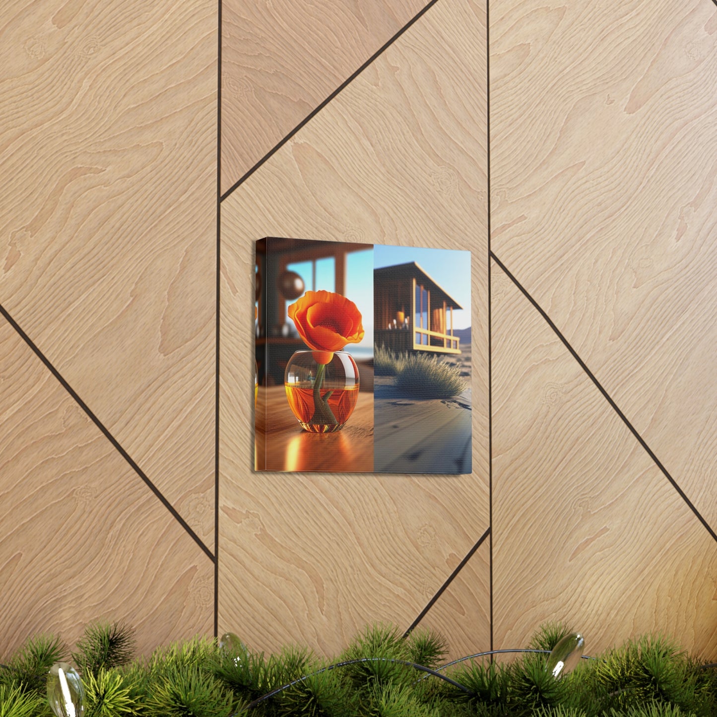 Canvas Gallery Wraps Poppy in a Glass Vase 3