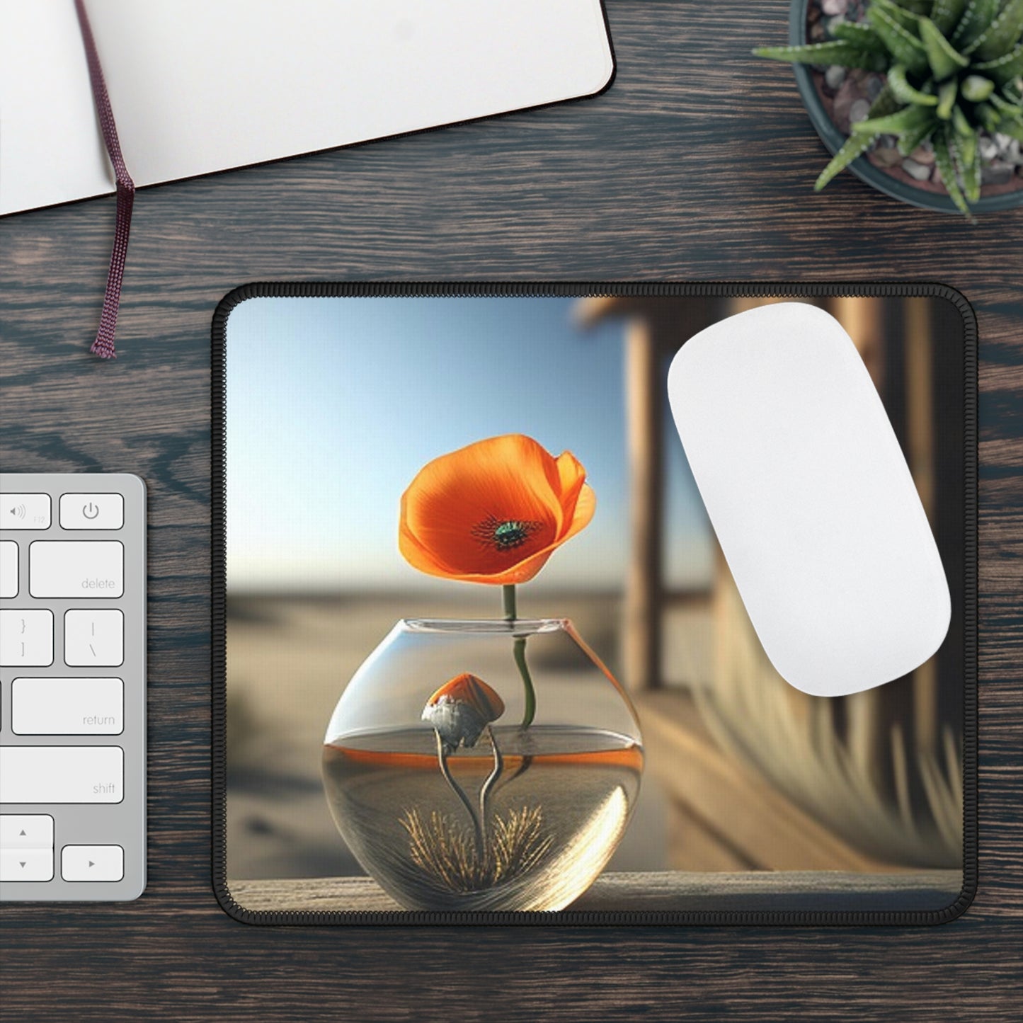 Gaming Mouse Pad  Orange Poppy in a Vase 1