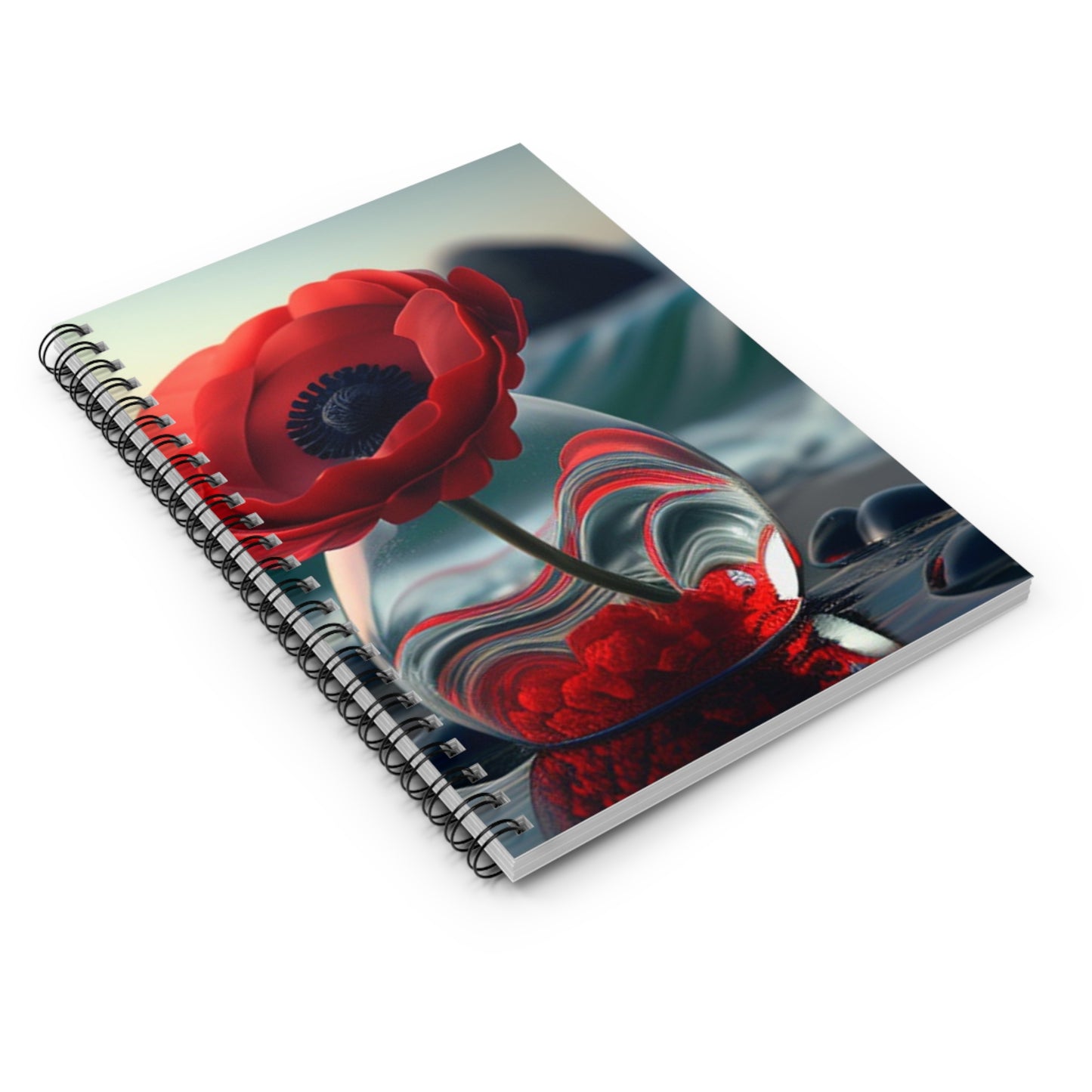 Spiral Notebook - Ruled Line Red Anemone in a Vase 1