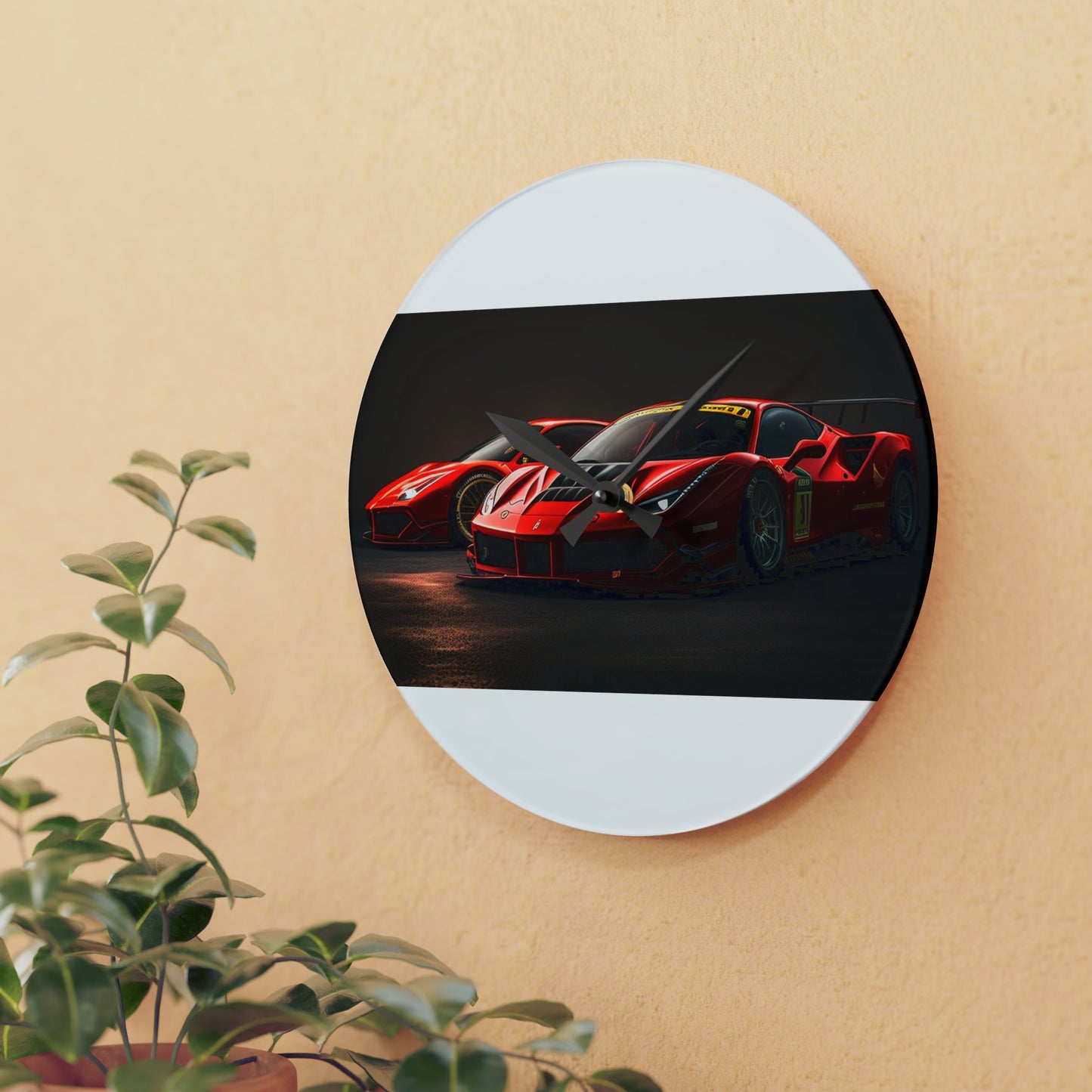 Acrylic Wall Clock Ferrari Red 4