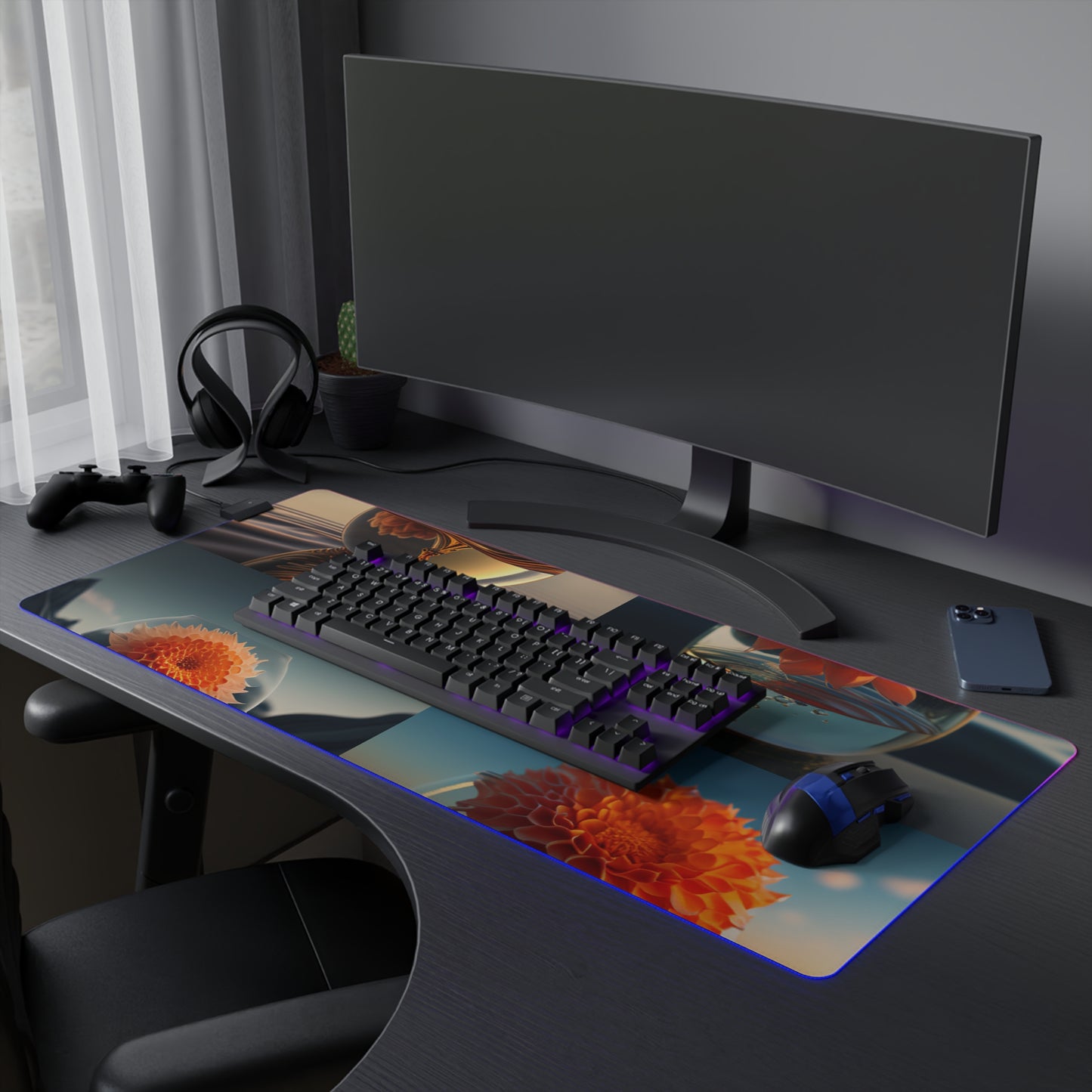 LED Gaming Mouse Pad Dahlia Orange 5