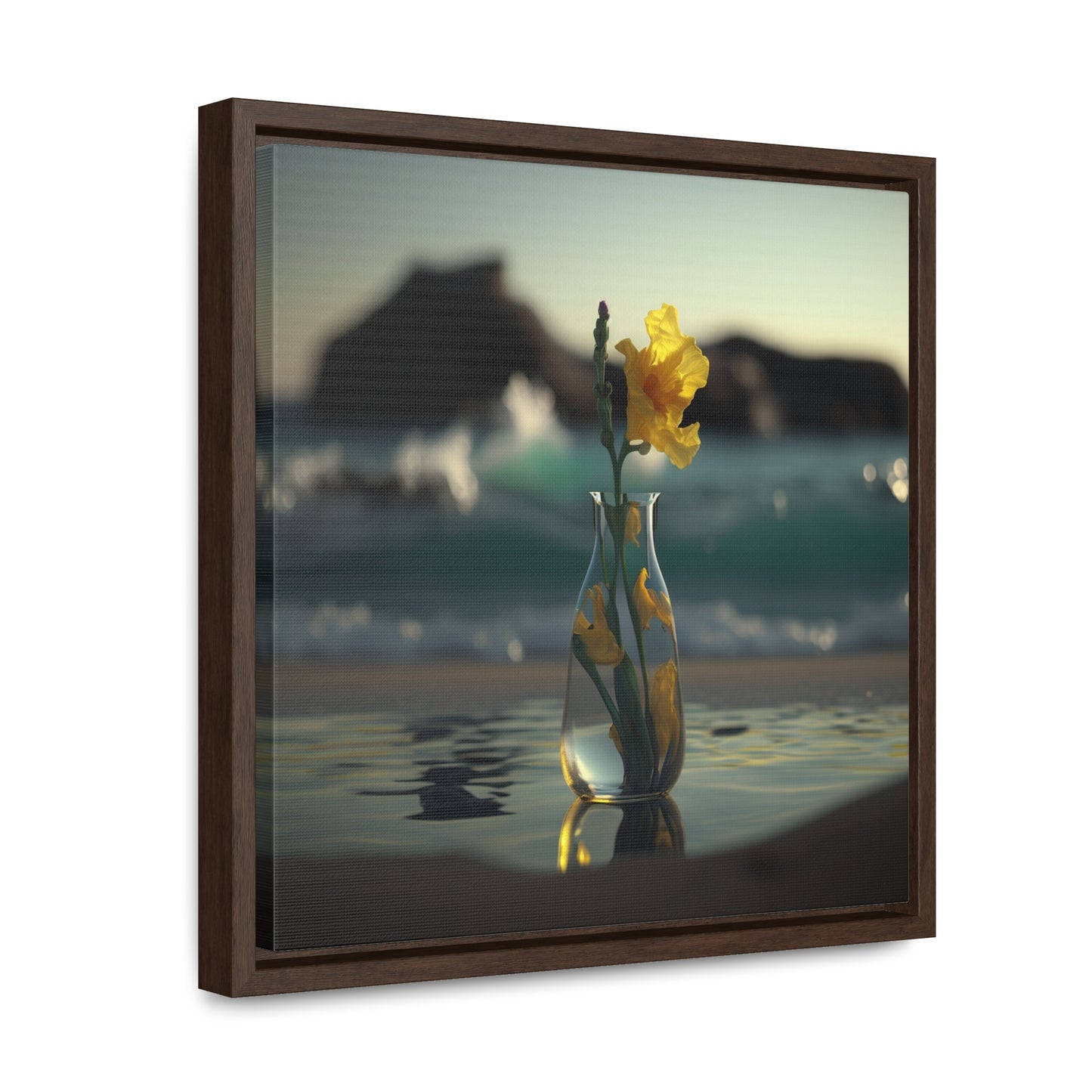 Gallery Canvas Wraps, Square Frame Yellow Gladiolus glass 2