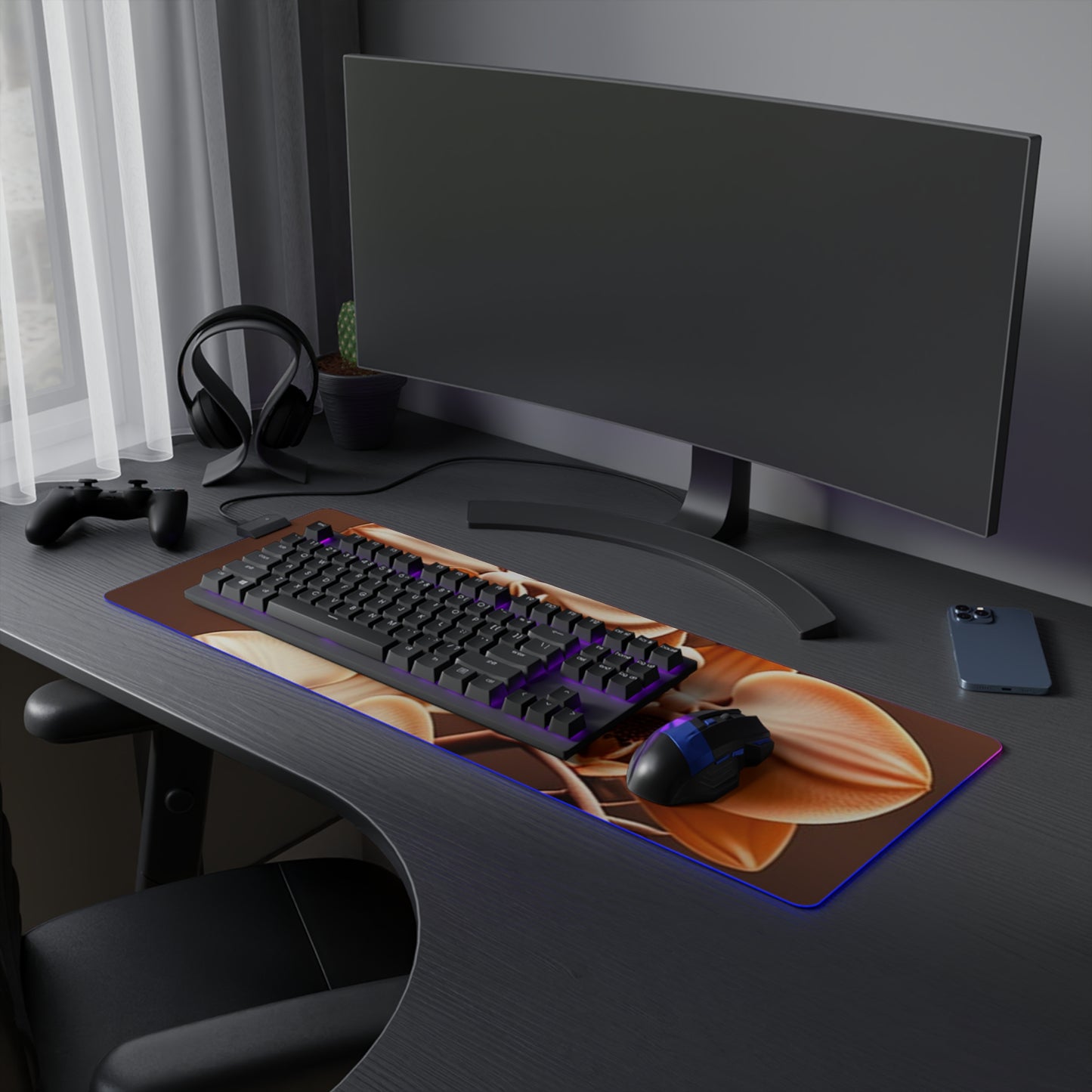 LED Gaming Mouse Pad orchid pedals 3