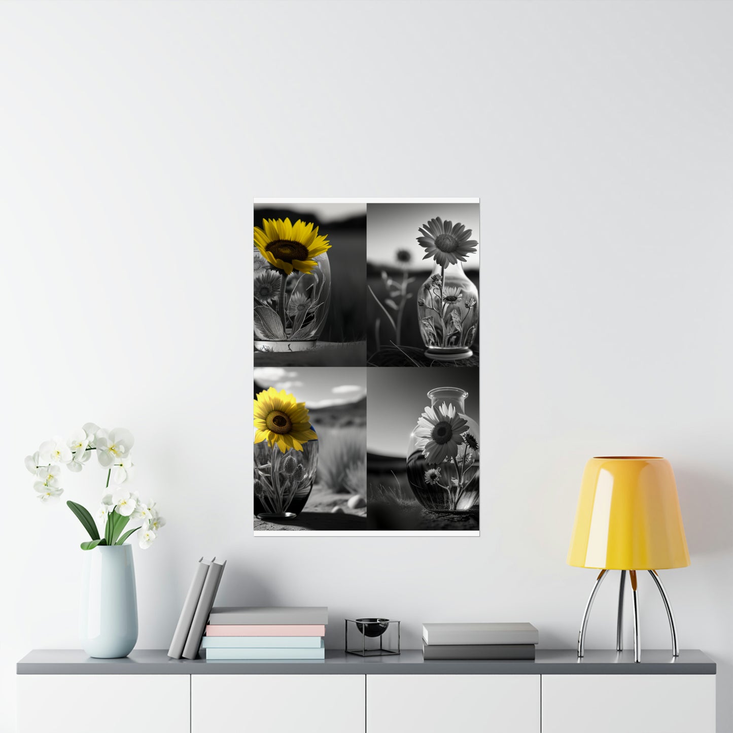 Premium Matte Vertical Posters Yellw Sunflower in a vase 5