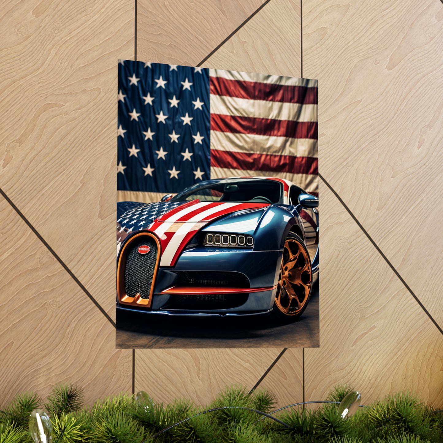 Premium Matte Vertical Posters Bugatti Flag American 4