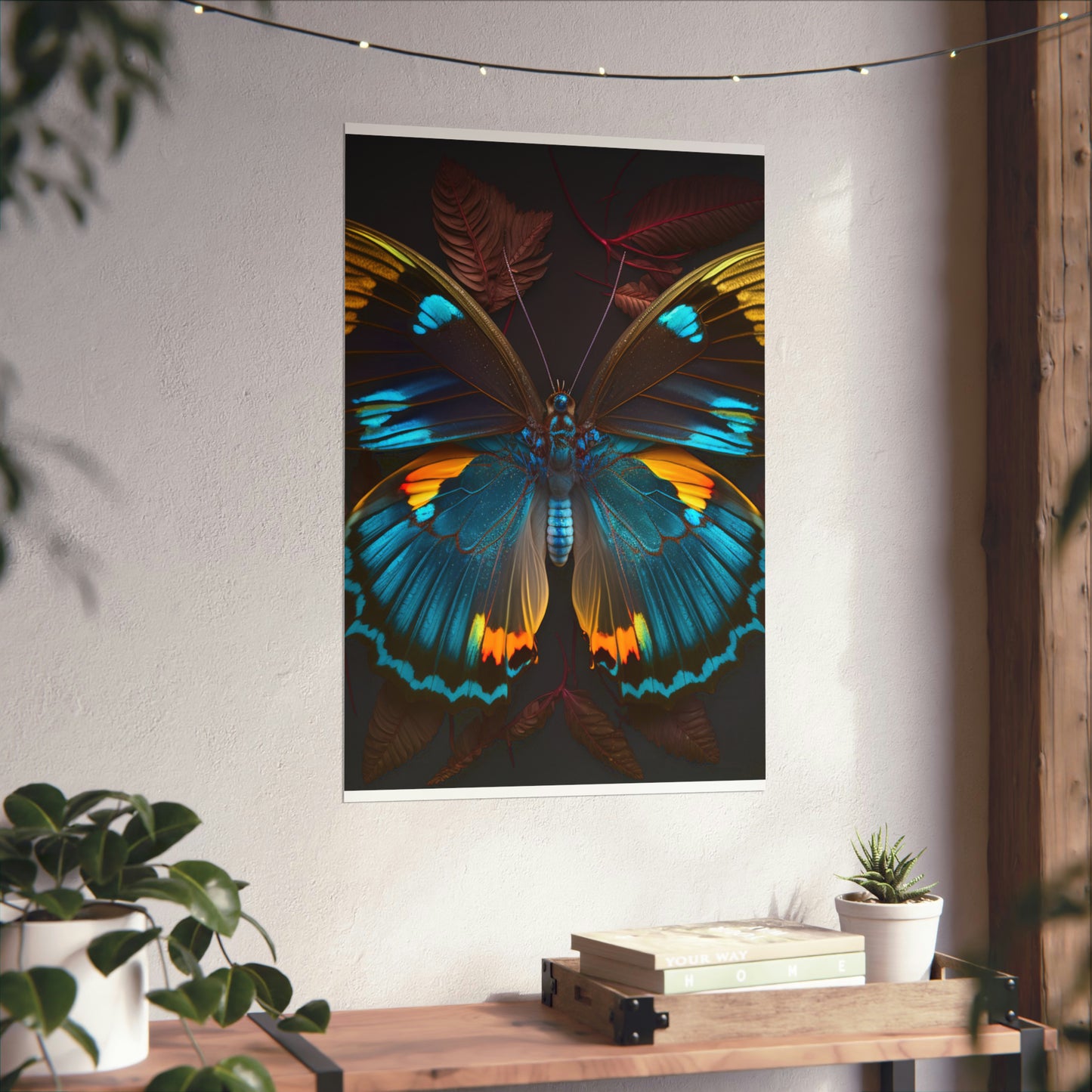 Premium Matte Vertical Posters Neon Butterfly Flair 1