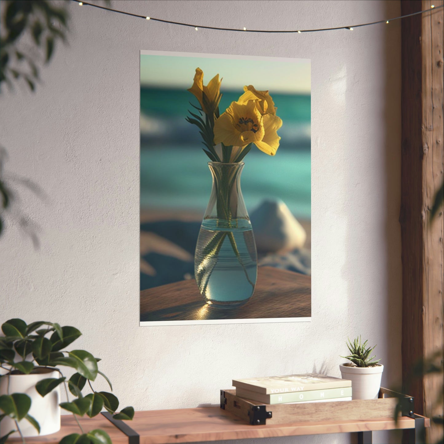 Premium Matte Vertical Posters Yellow Gladiolus glass 4