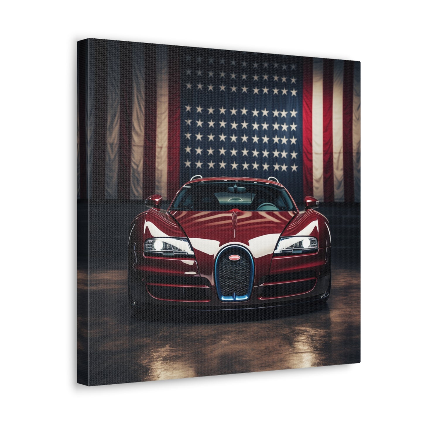 Canvas Gallery Wraps American Flag Background Bugatti 1