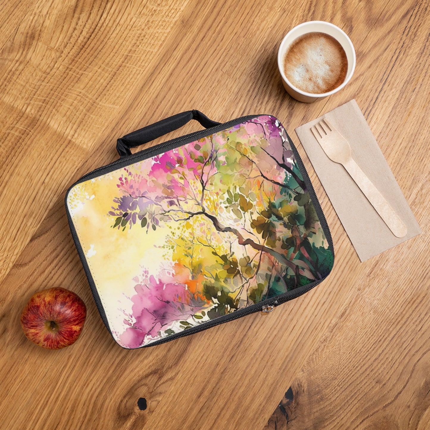 Lunch Bag Mother Nature Bright Spring Colors Realistic Watercolor 2