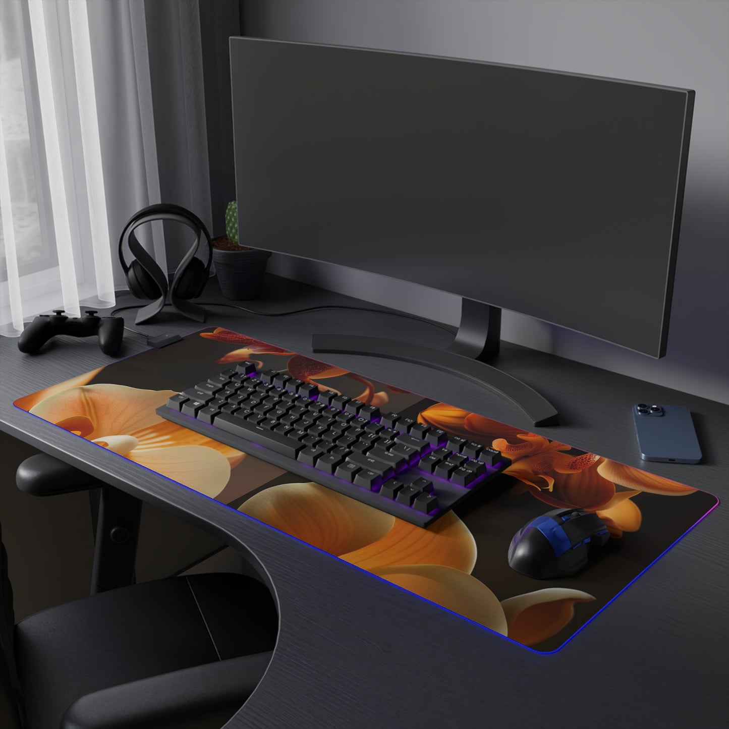 LED Gaming Mouse Pad Orange Orchid 5