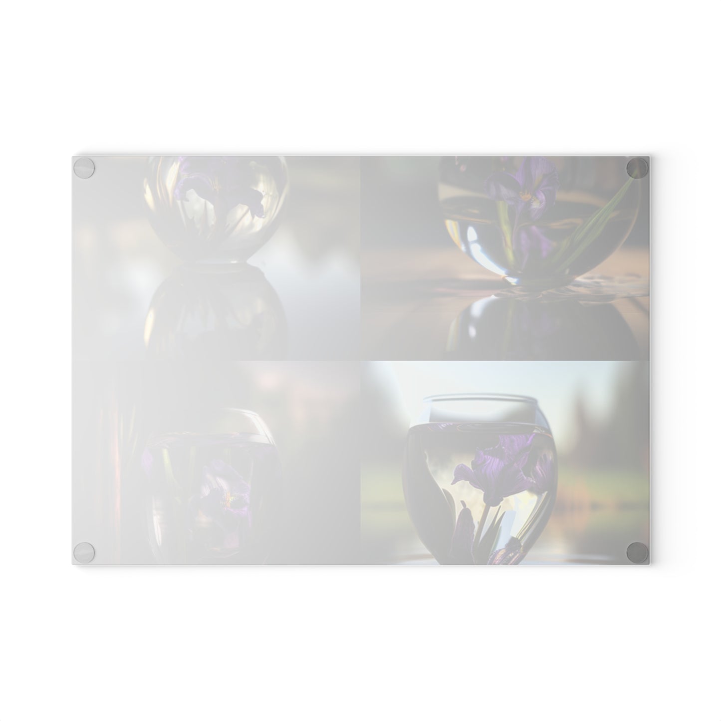 Glass Cutting Board Purple Iris in a vase 5