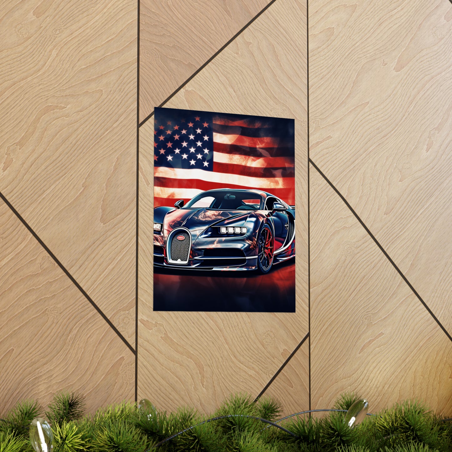 Premium Matte Vertical Posters Abstract American Flag Background Bugatti 4