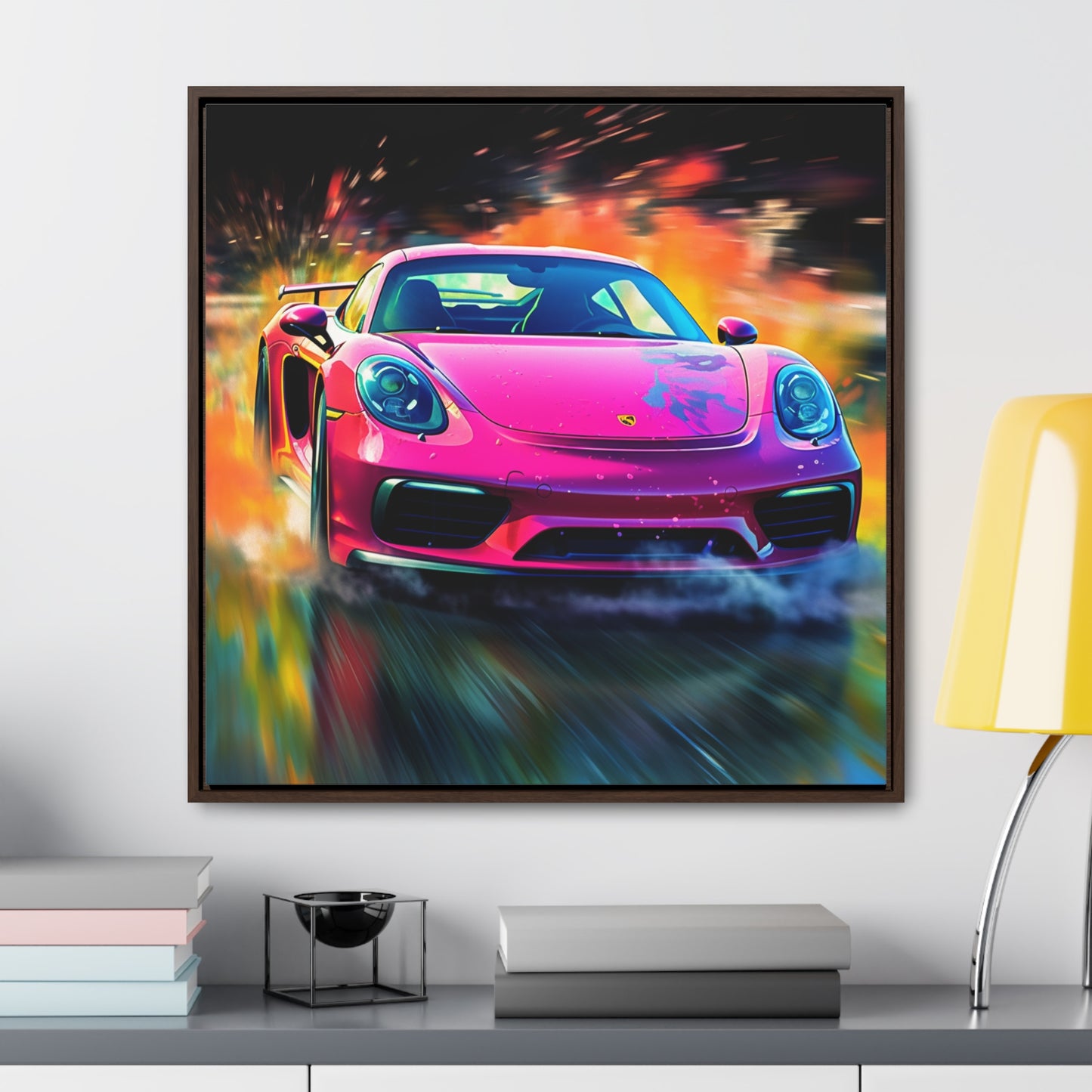 Gallery Canvas Wraps, Square Frame Pink Porsche water fusion 4