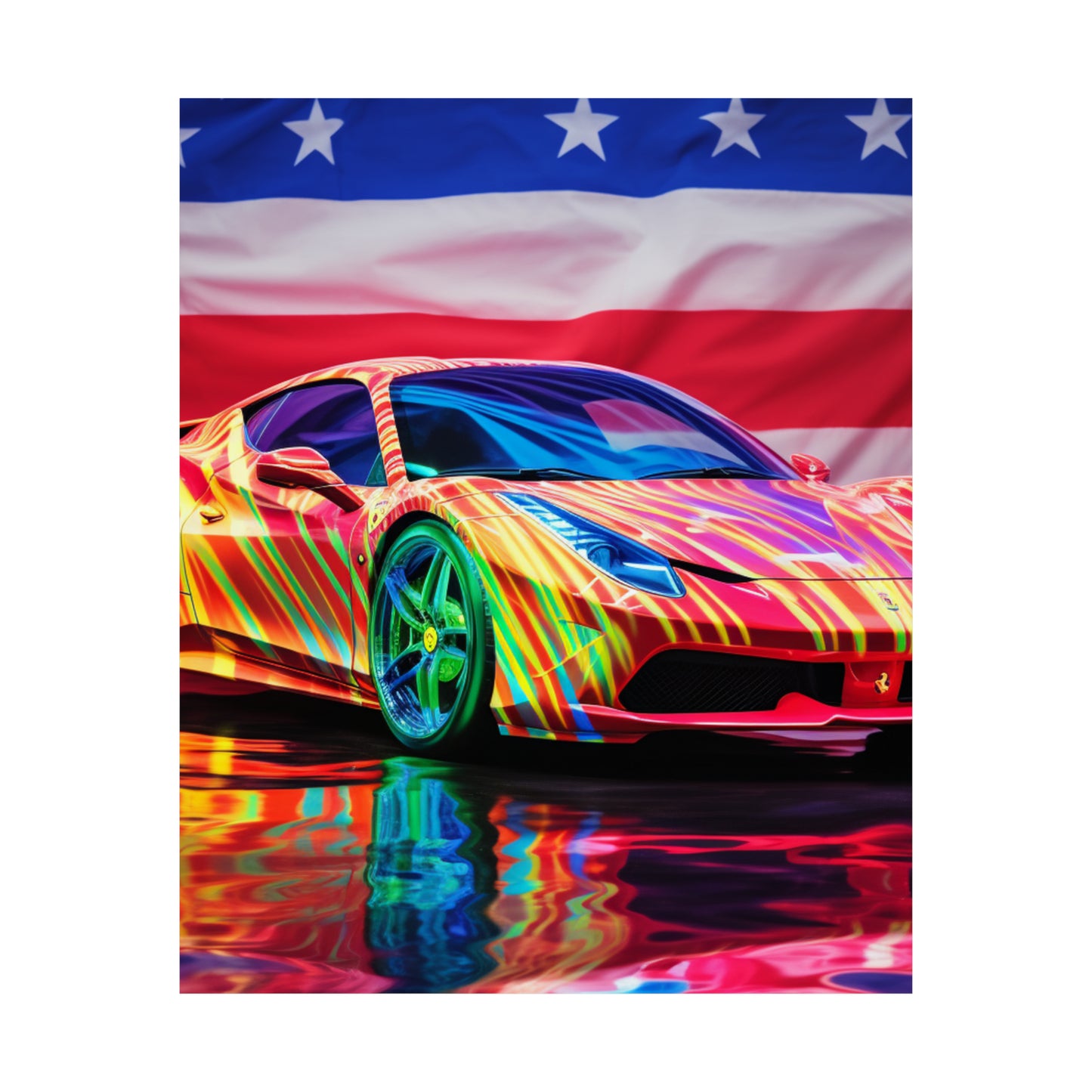 Premium Matte Vertical Posters Hyper Colorfull Ferrari 4