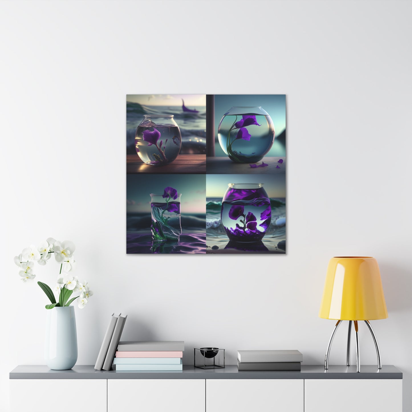Canvas Gallery Wraps Purple Sweet pea in a vase 5