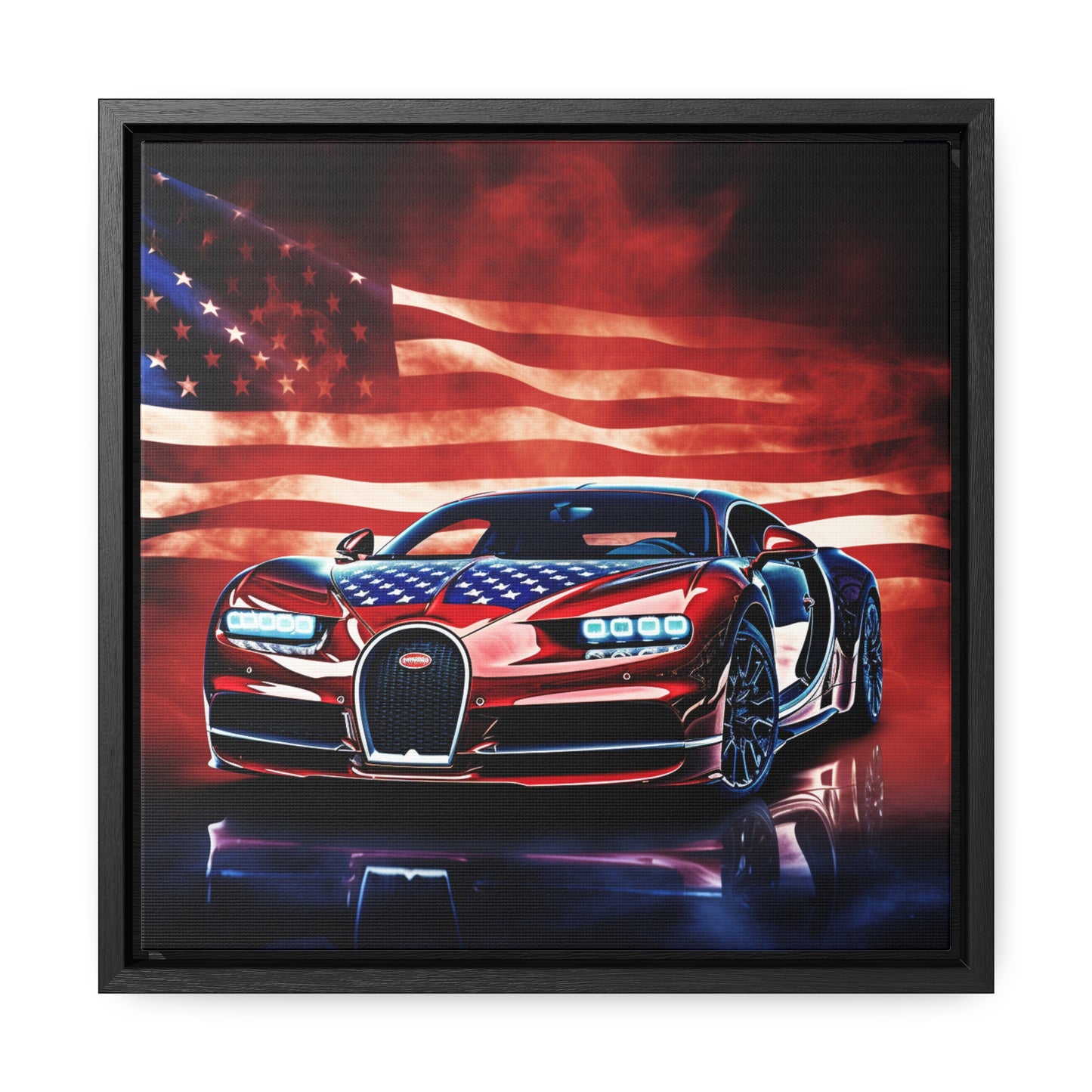 Gallery Canvas Wraps, Square Frame Abstract American Flag Background Bugatti 3