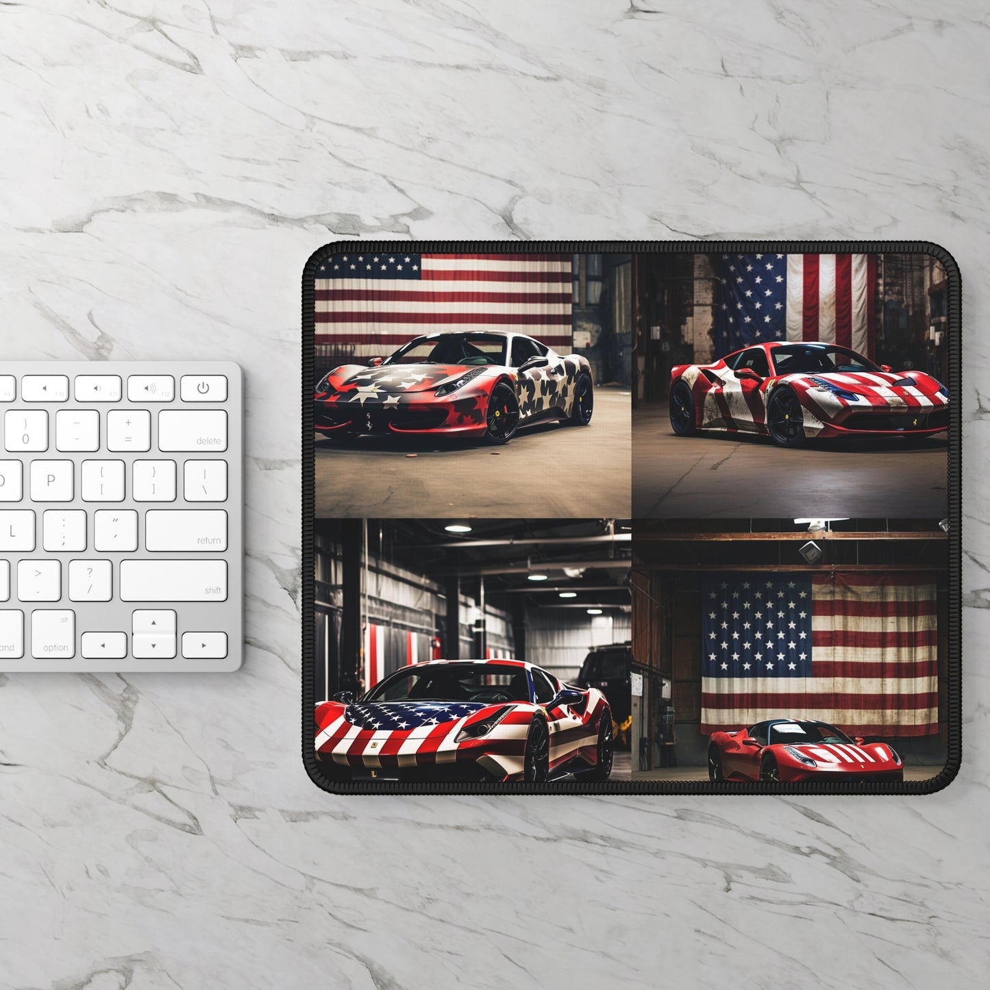 Gaming Mouse Pad  American Flag Farrari 5