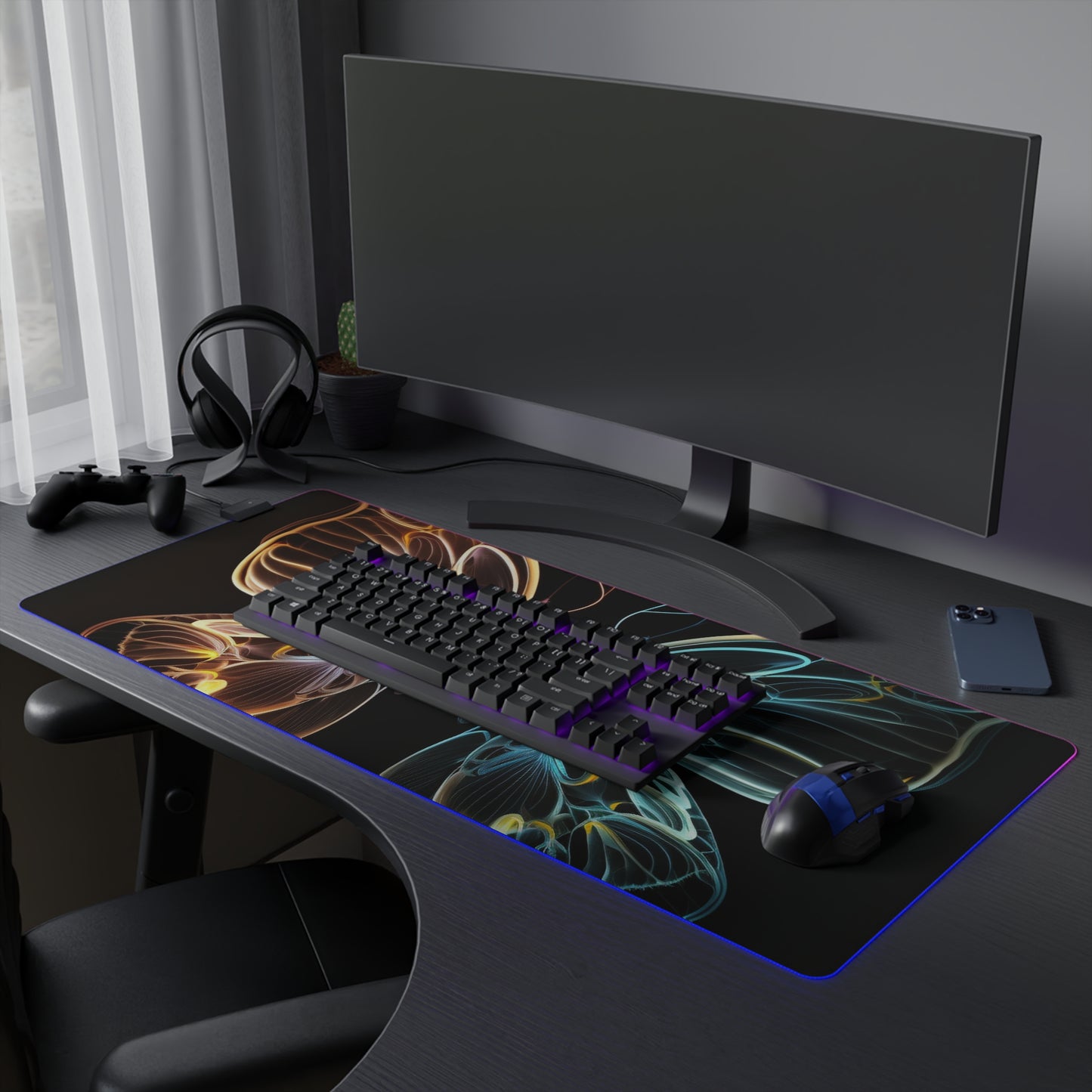 LED Gaming Mouse Pad Neon Glo Butterfly 3