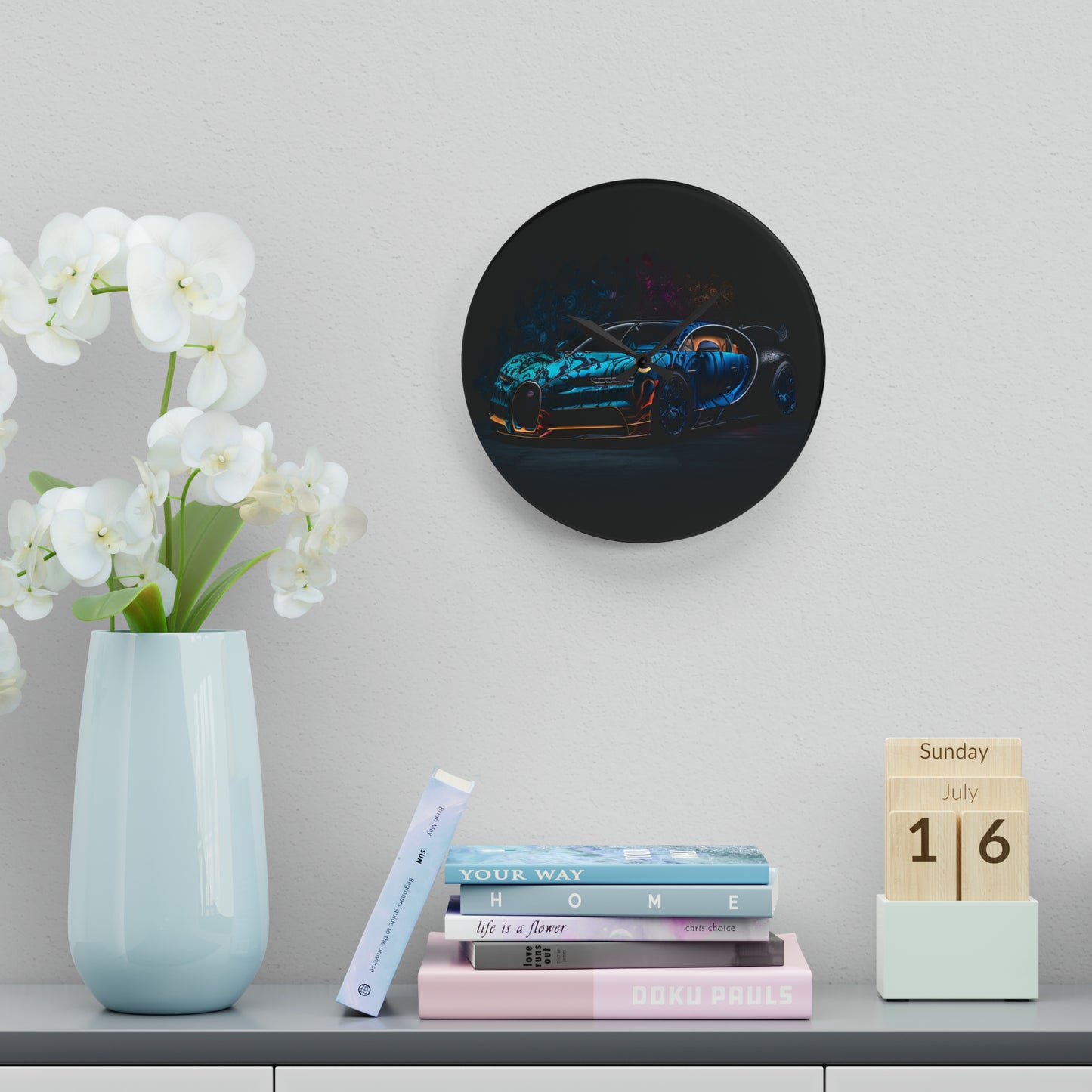 Acrylic Wall Clock Bugatti Blue 3