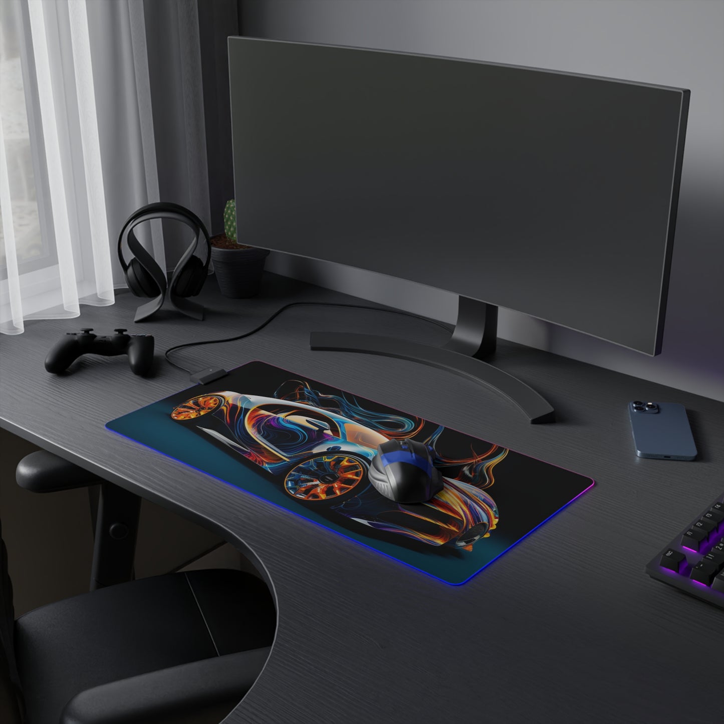 LED Gaming Mouse Pad Bugatti Abstract Flair 2