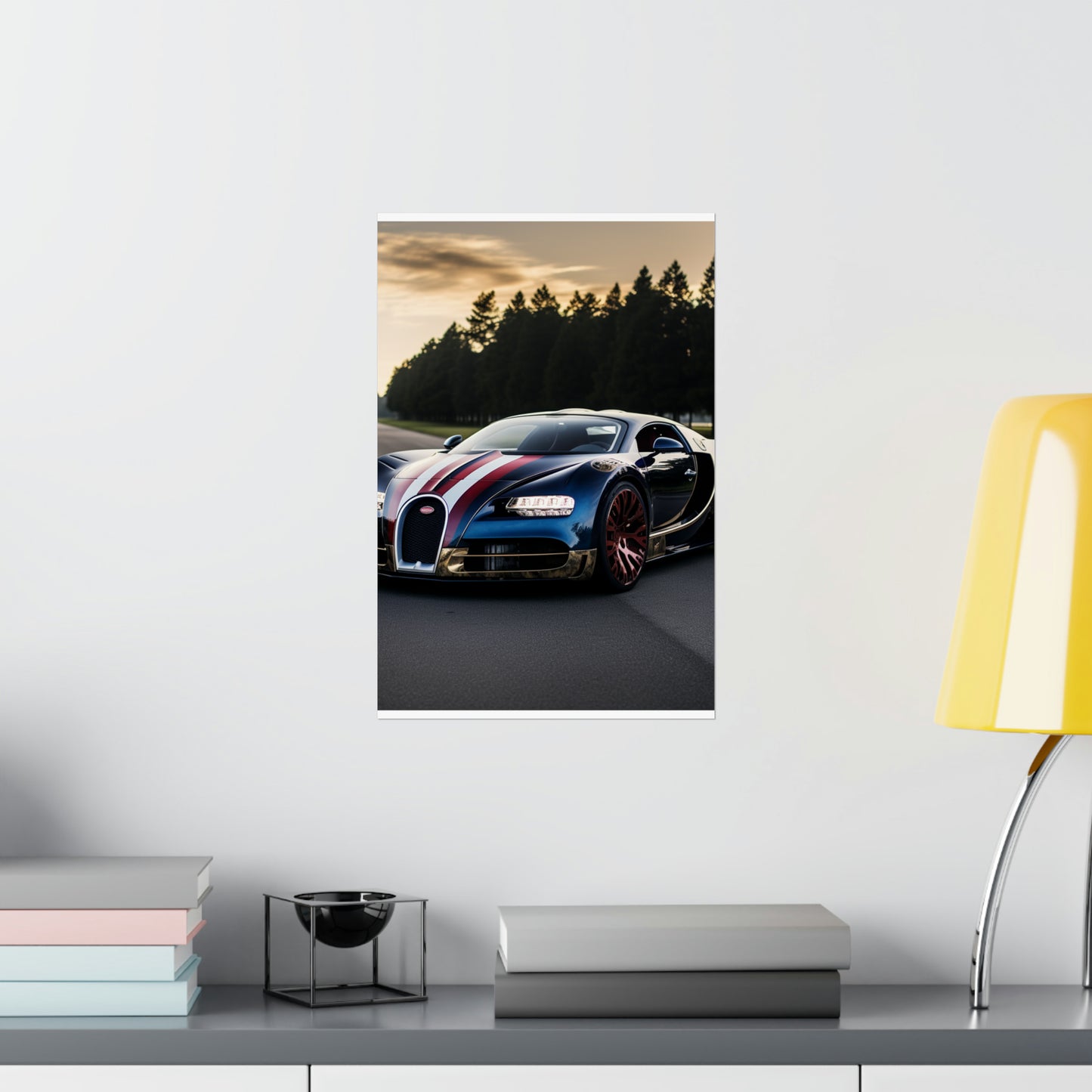 Premium Matte Vertical Posters Bugatti Flag American 1