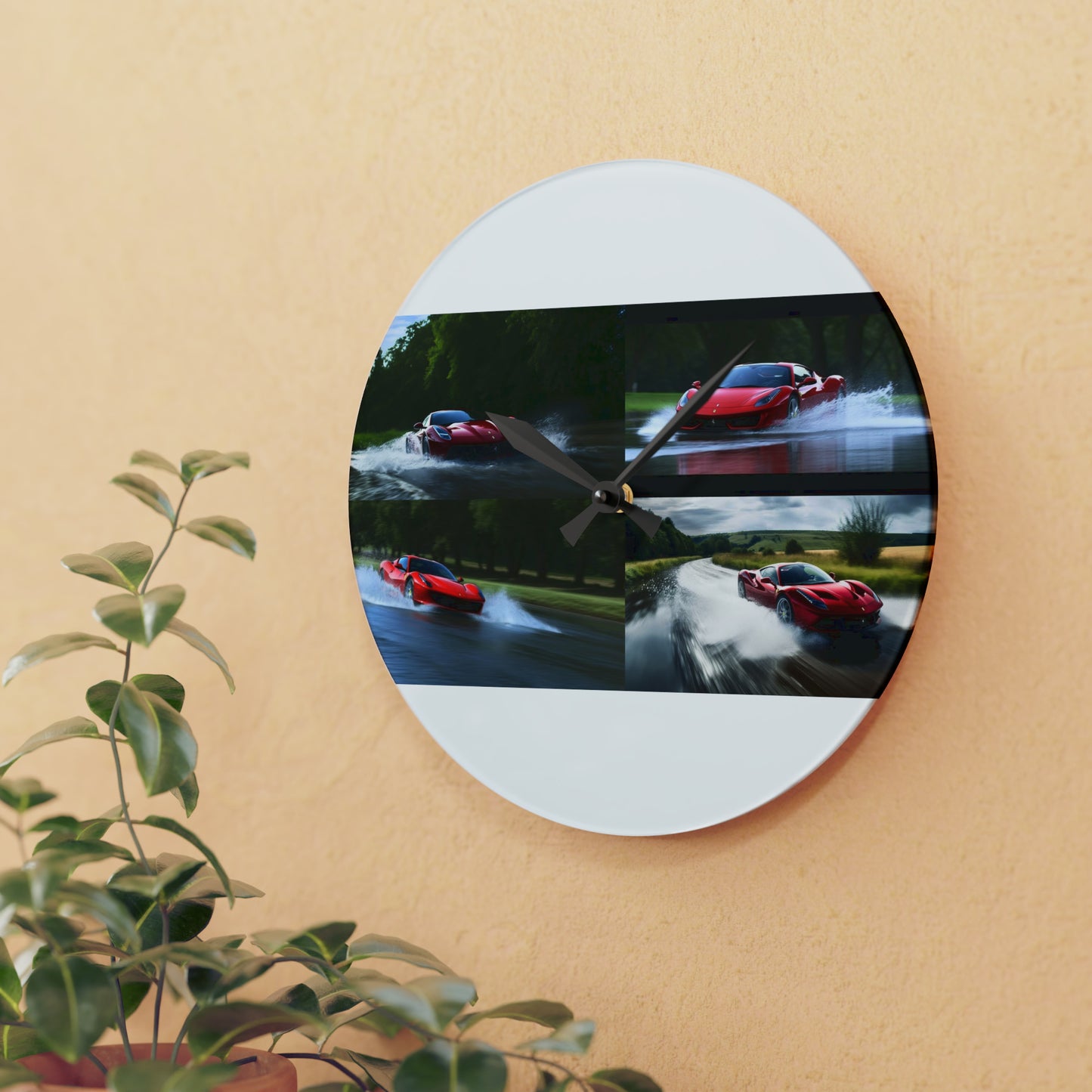 Acrylic Wall Clock Water Ferrari Splash 5