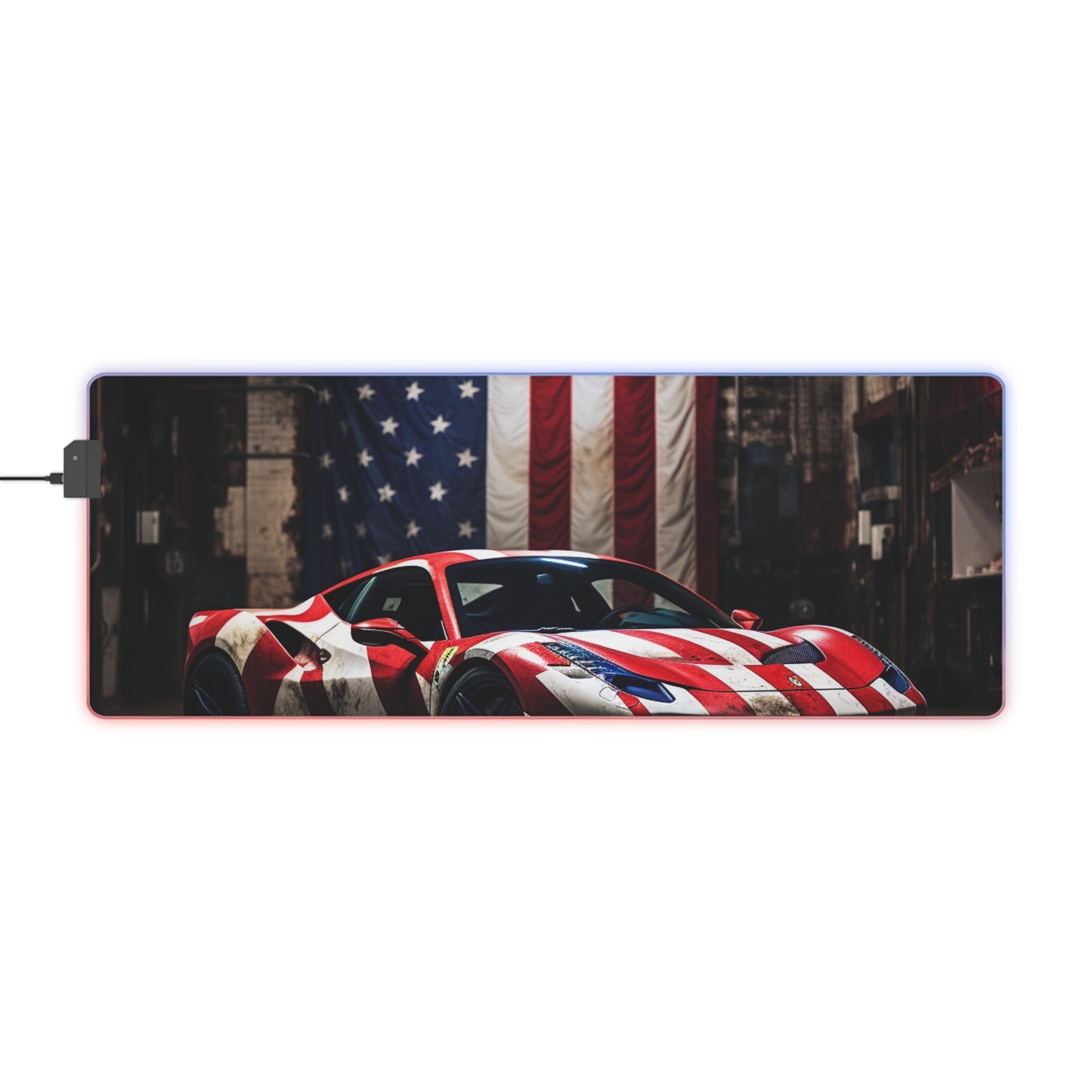 LED Gaming Mouse Pad American Flag Farrari 2