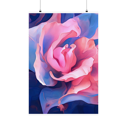 Premium Matte Vertical Posters Pink & Blue Tulip Rose 1