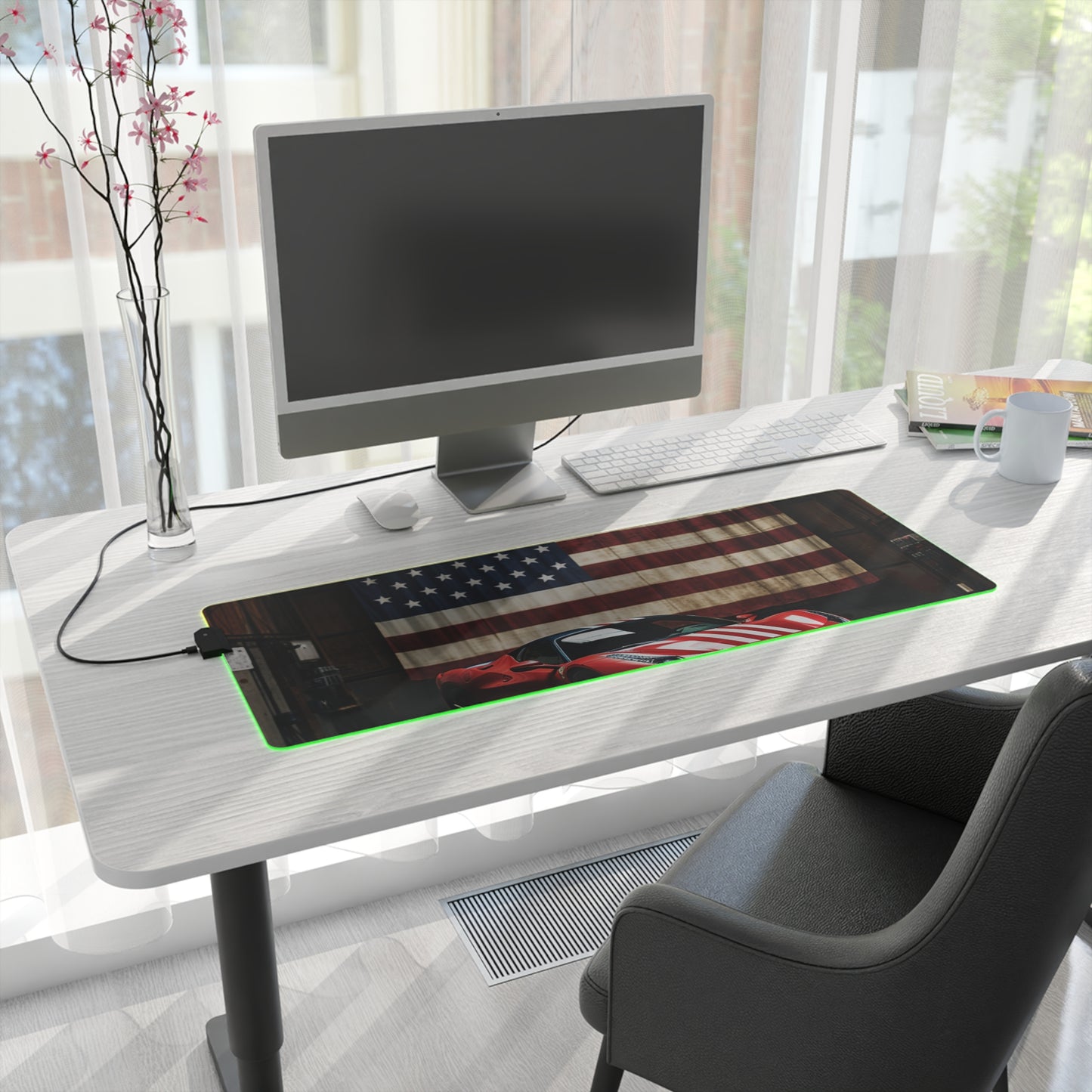 LED Gaming Mouse Pad American Flag Farrari 4