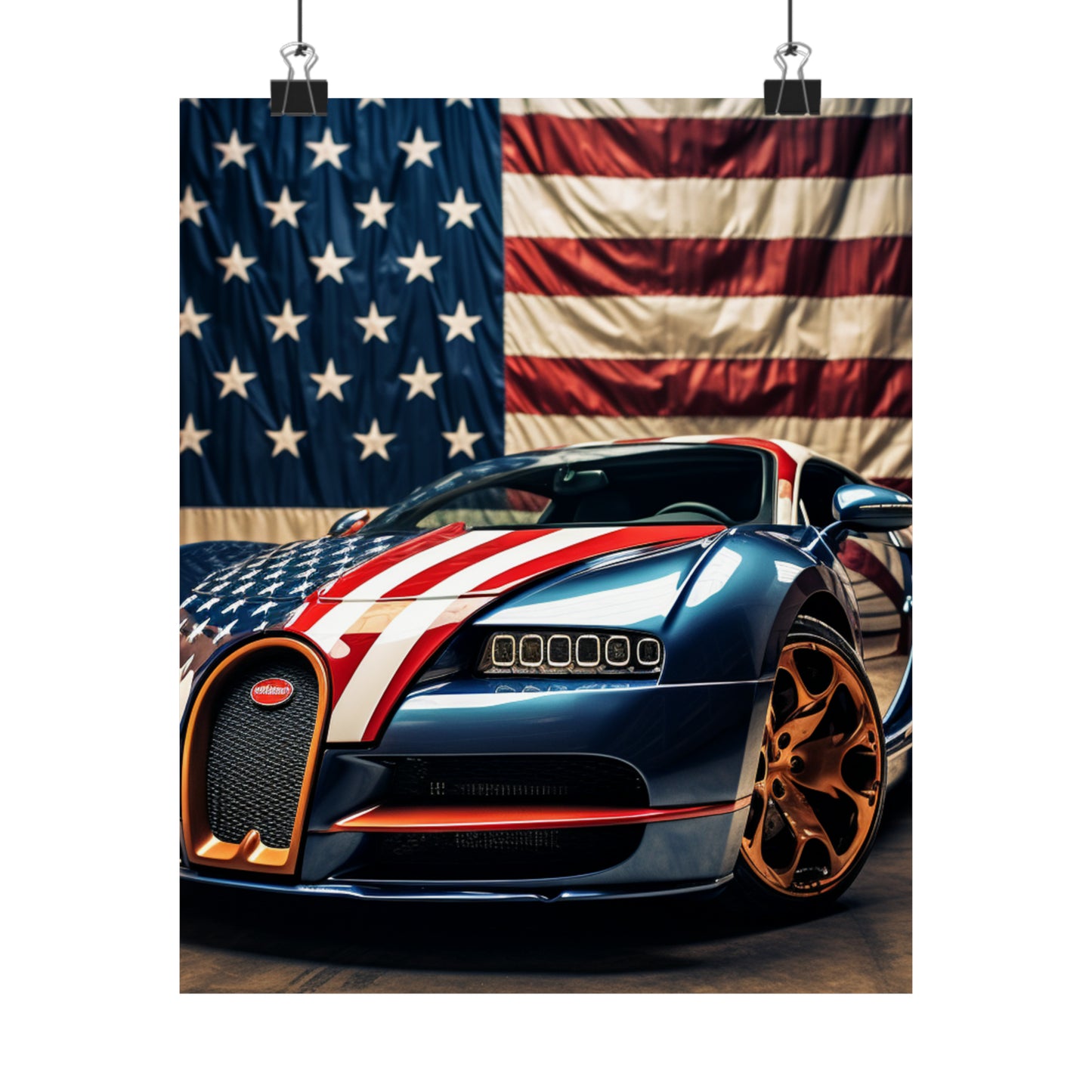 Premium Matte Vertical Posters Bugatti Flag American 4