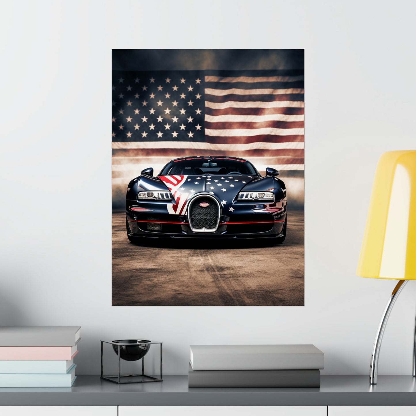 Premium Matte Vertical Posters Bugatti American Flag 2