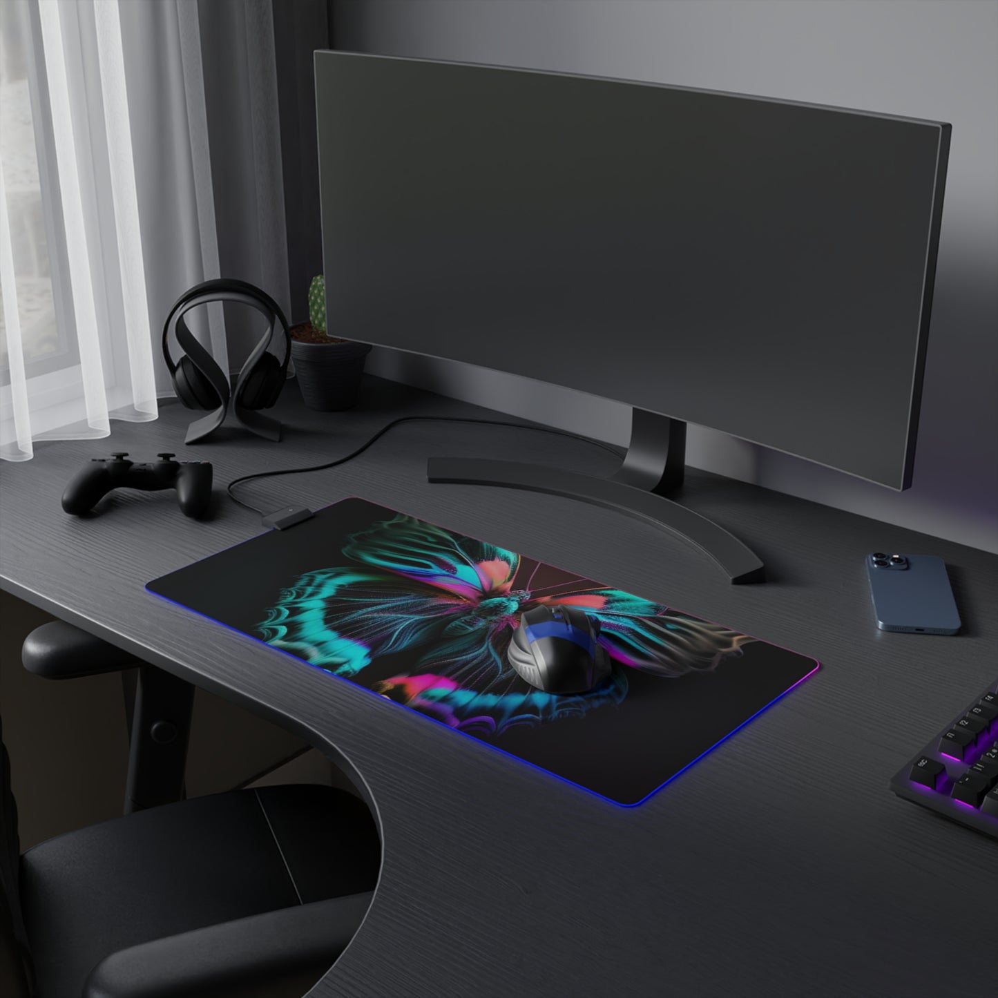 LED Gaming Mouse Pad Neon Butterfly Fusion 3