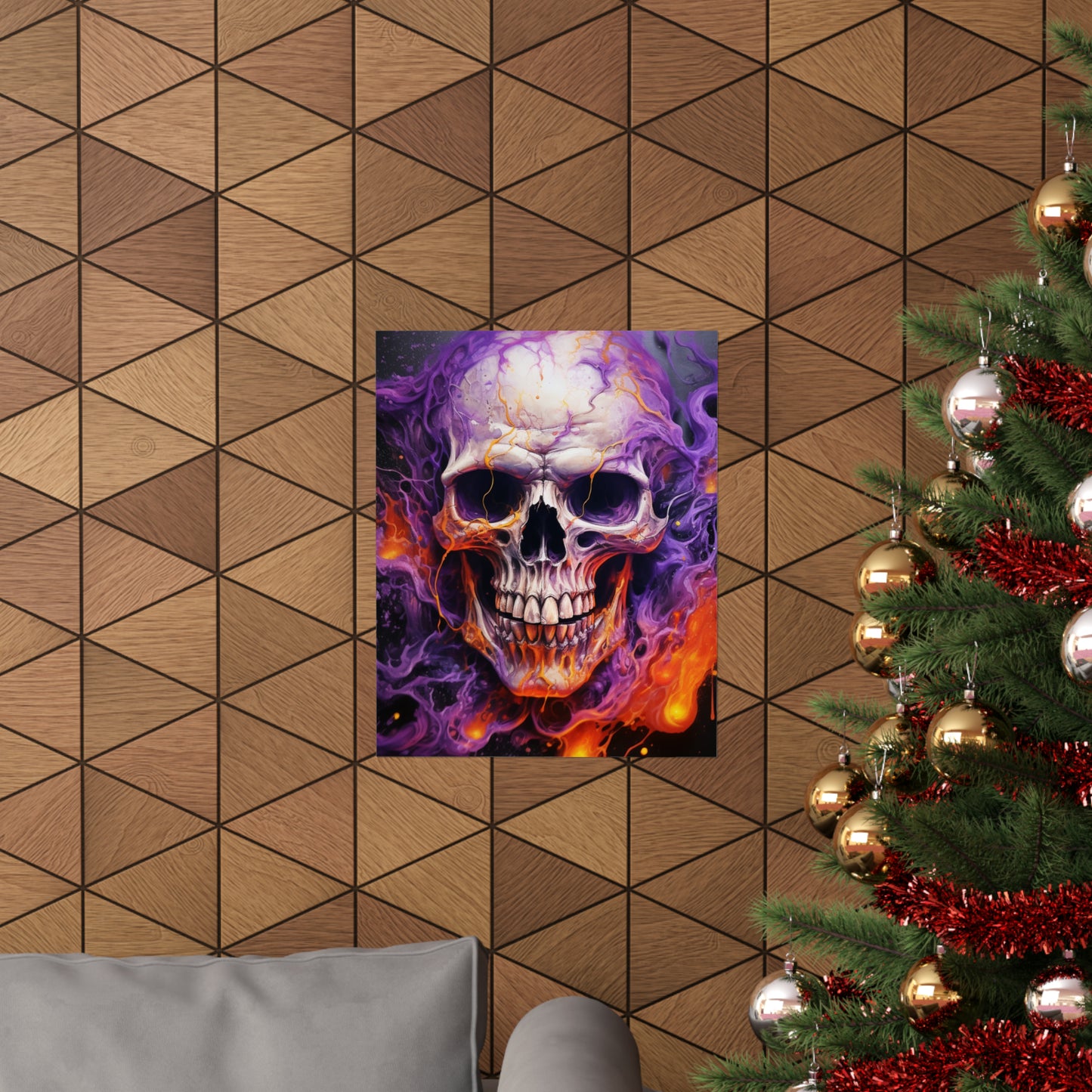 Premium Matte Vertical Posters Skull Flames 2