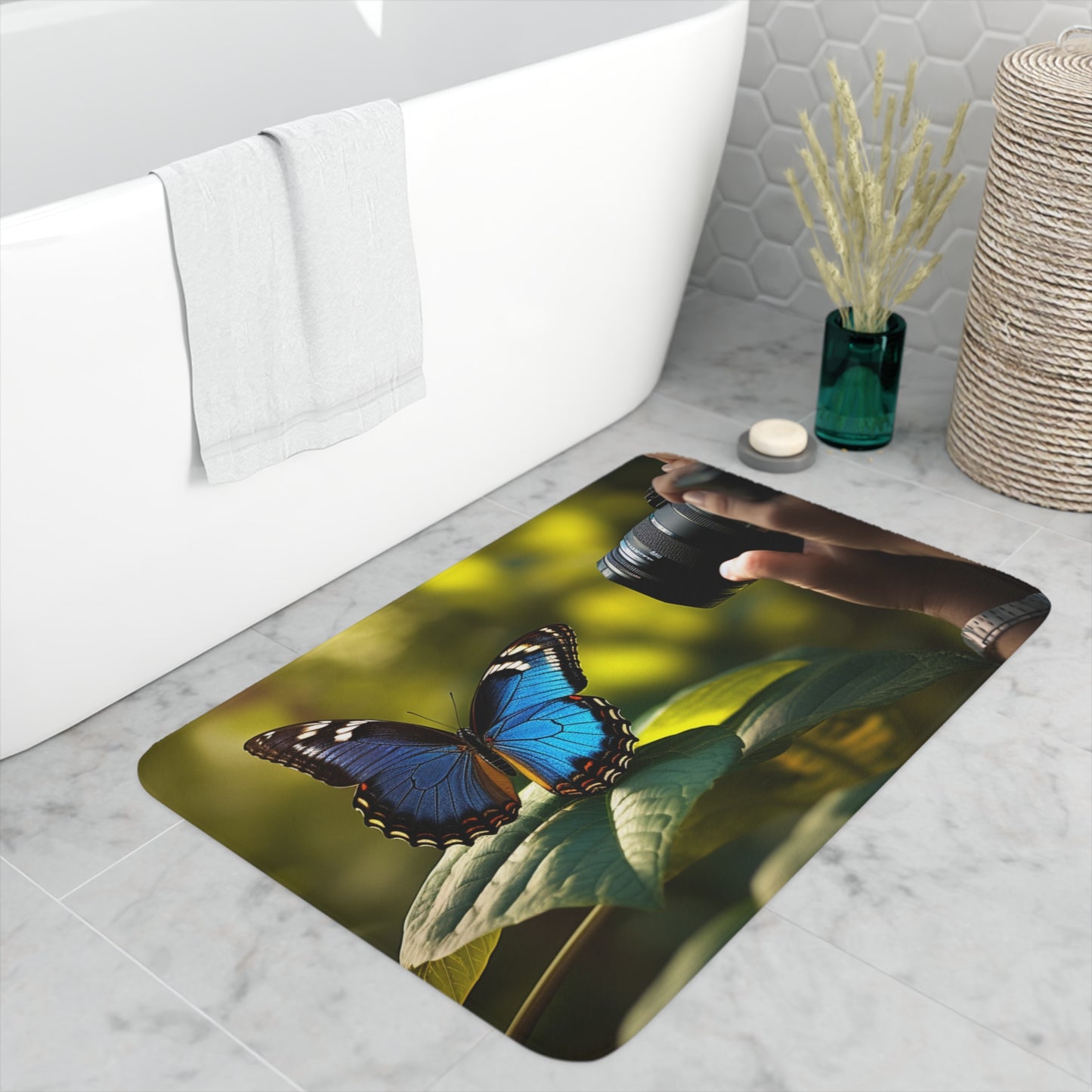 Memory Foam Bath Mat Jungle Butterfly 3