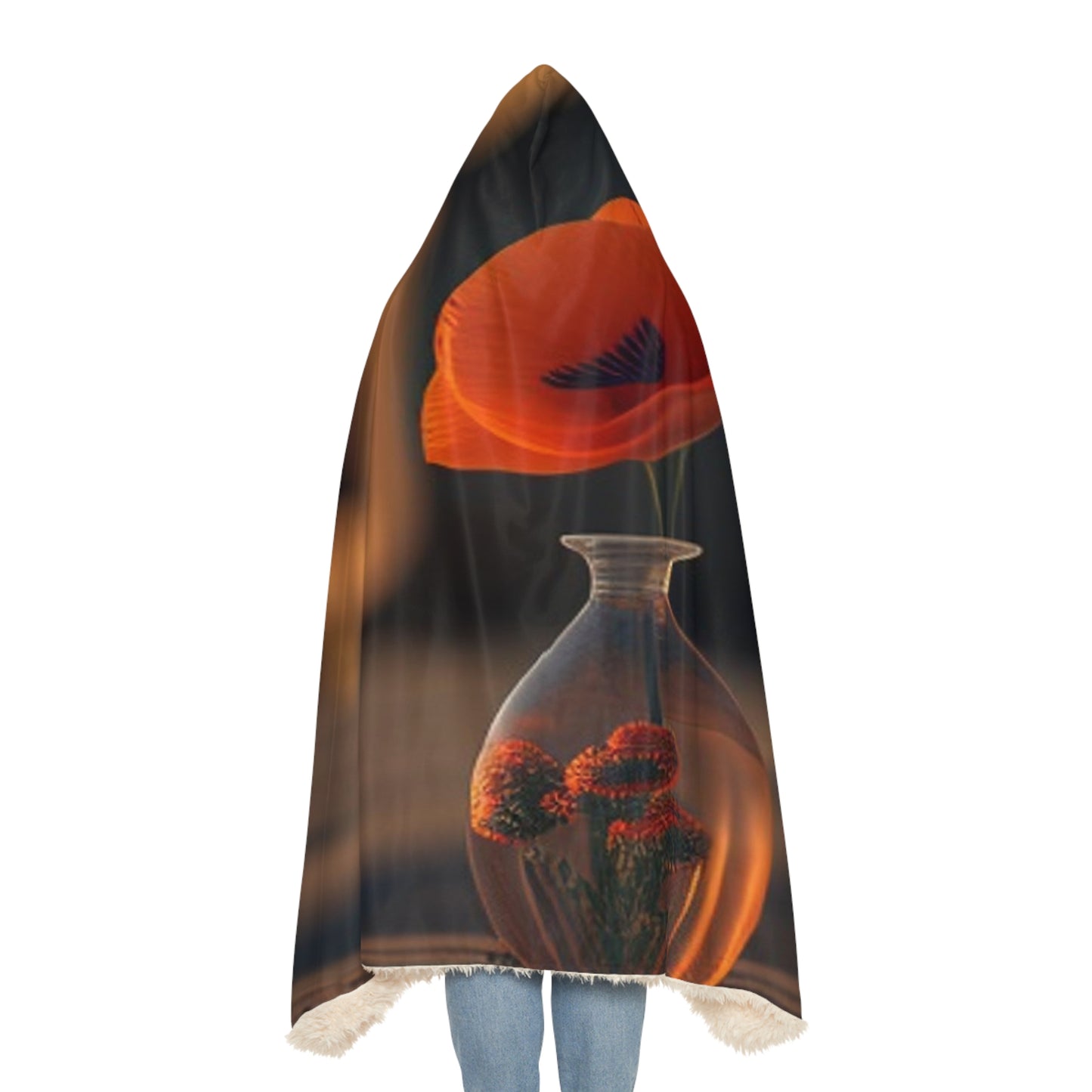 Snuggle Hooded Blanket Orange Poppy in a Vase 3