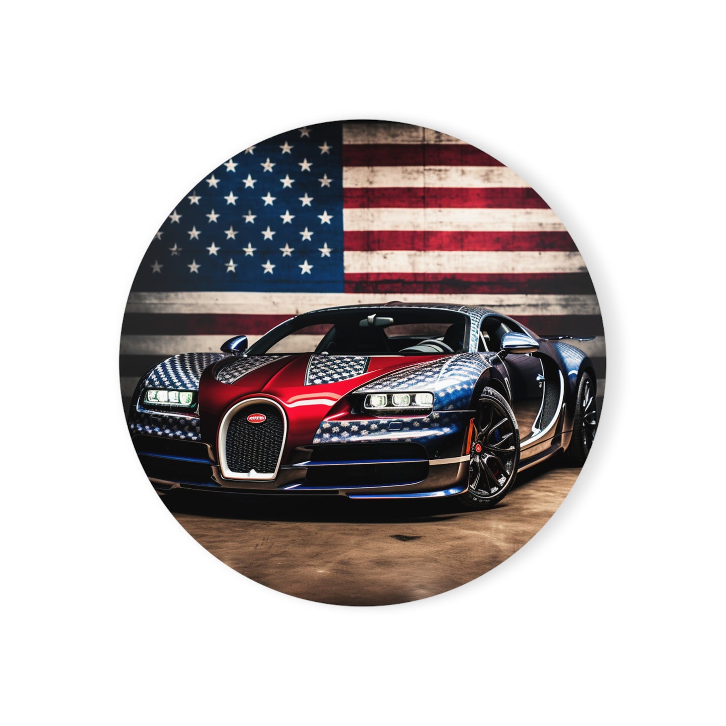 Cork Back Coaster Bugatti American Flag 1