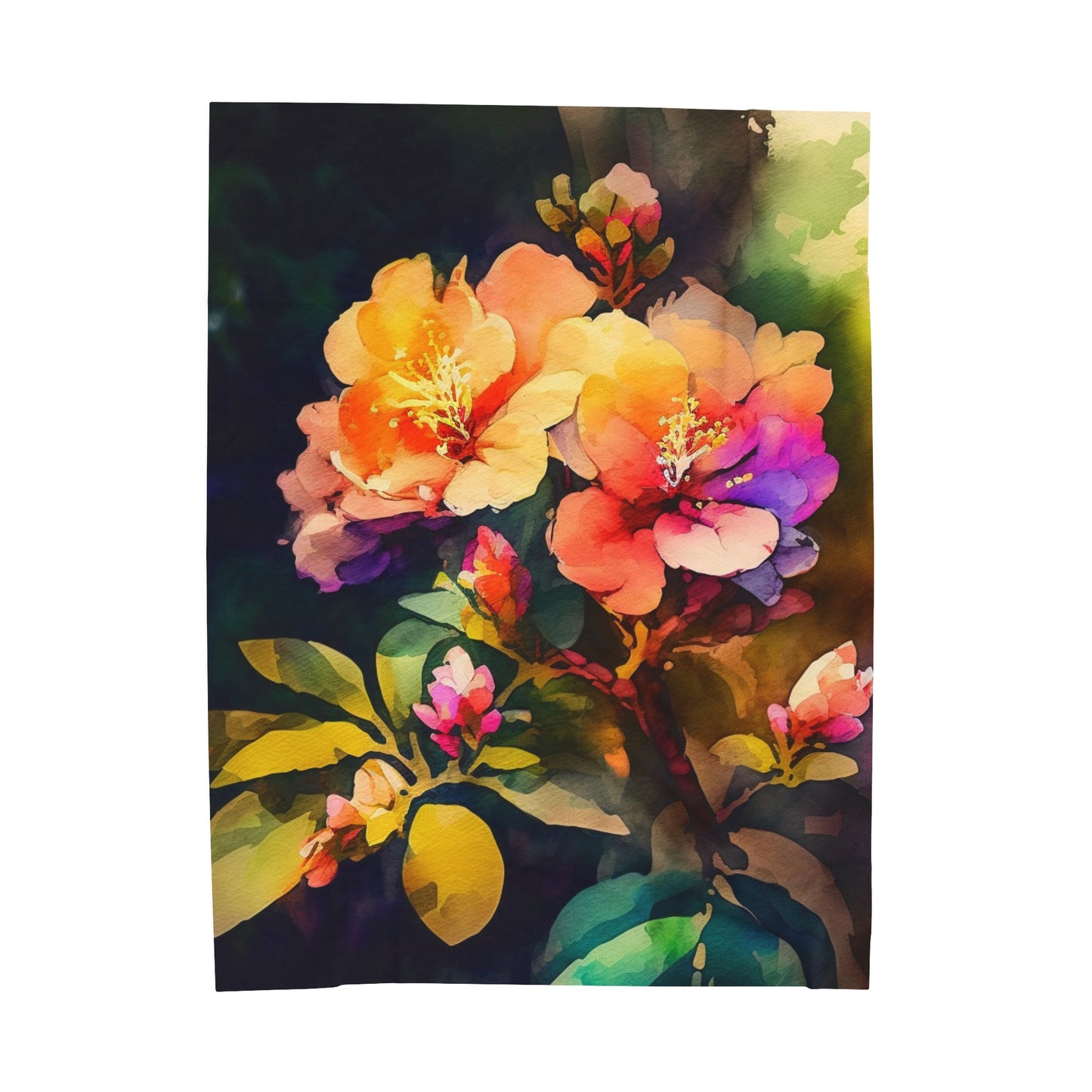 Velveteen Plush Blanket Bright Spring Flowers 2