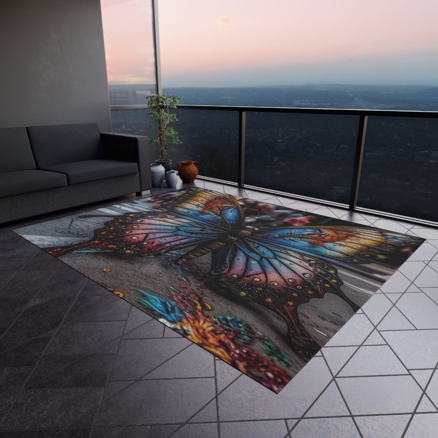 Outdoor Rug  Liquid Street Butterfly 4