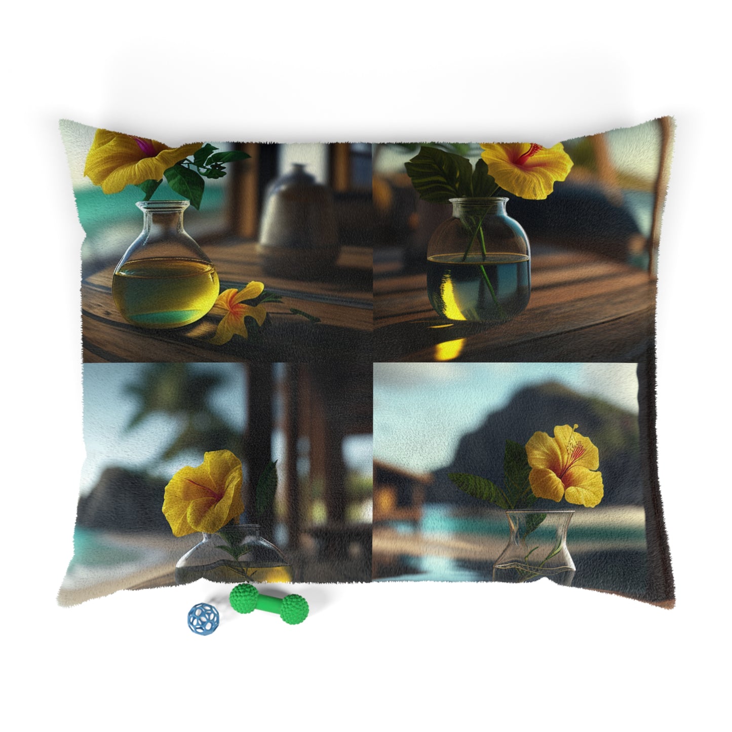 Pet Bed Yellow Hibiscus Wood 5