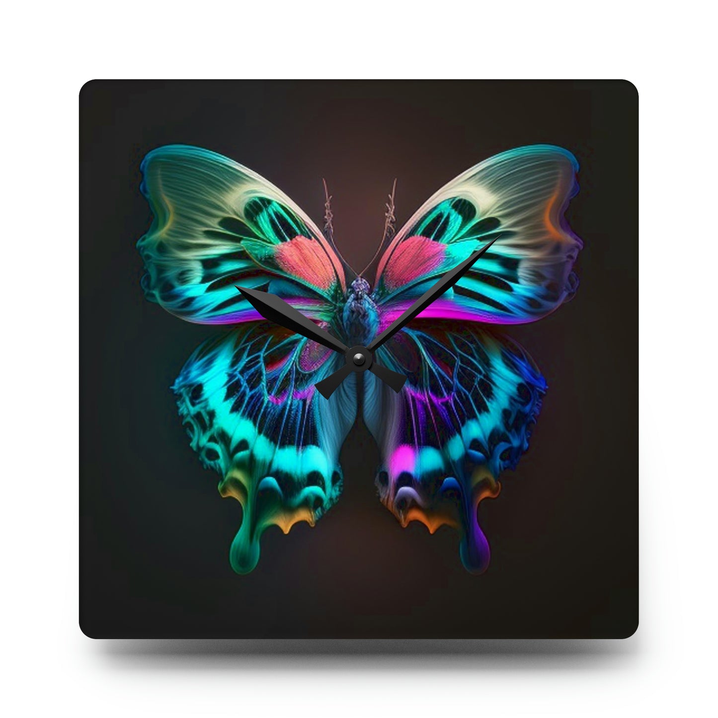 Acrylic Wall Clock Neon Butterfly Fusion 1