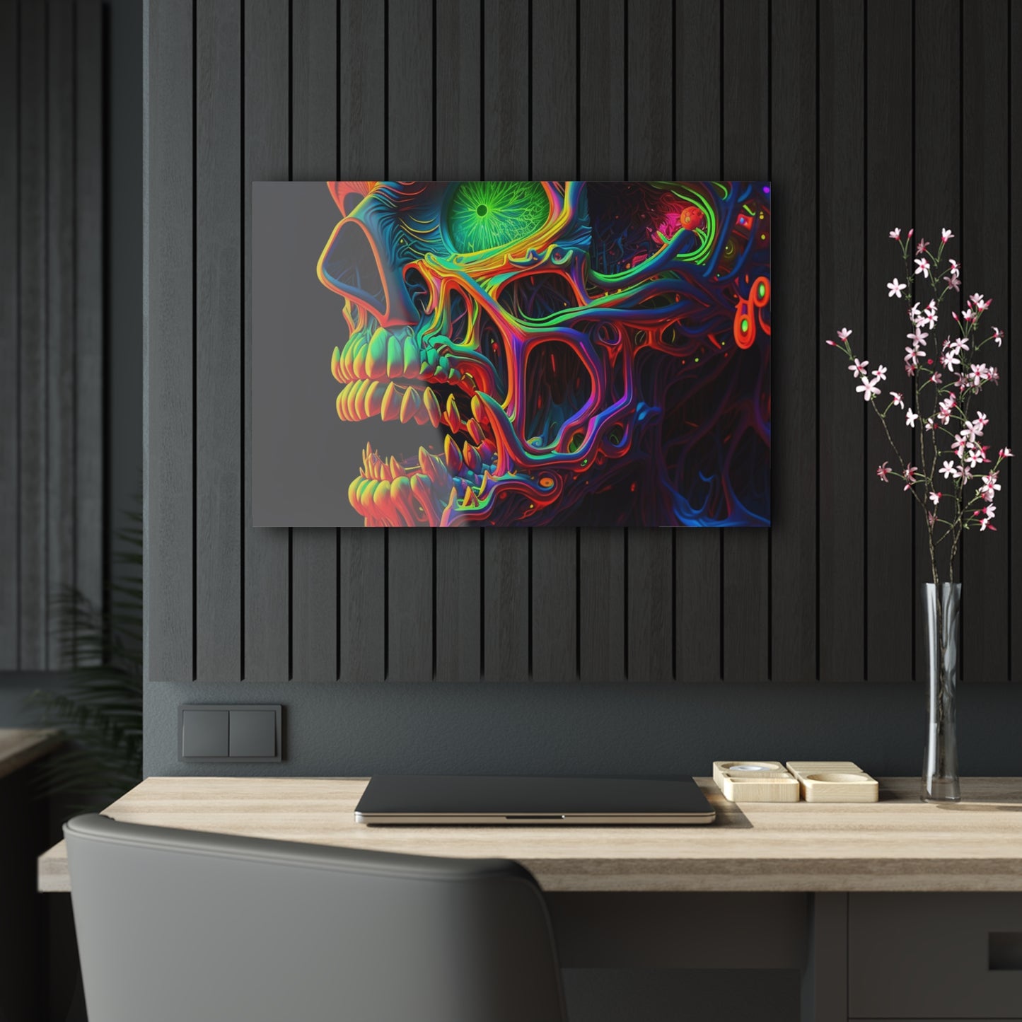 Acrylic Prints Florescent Skull Death 1