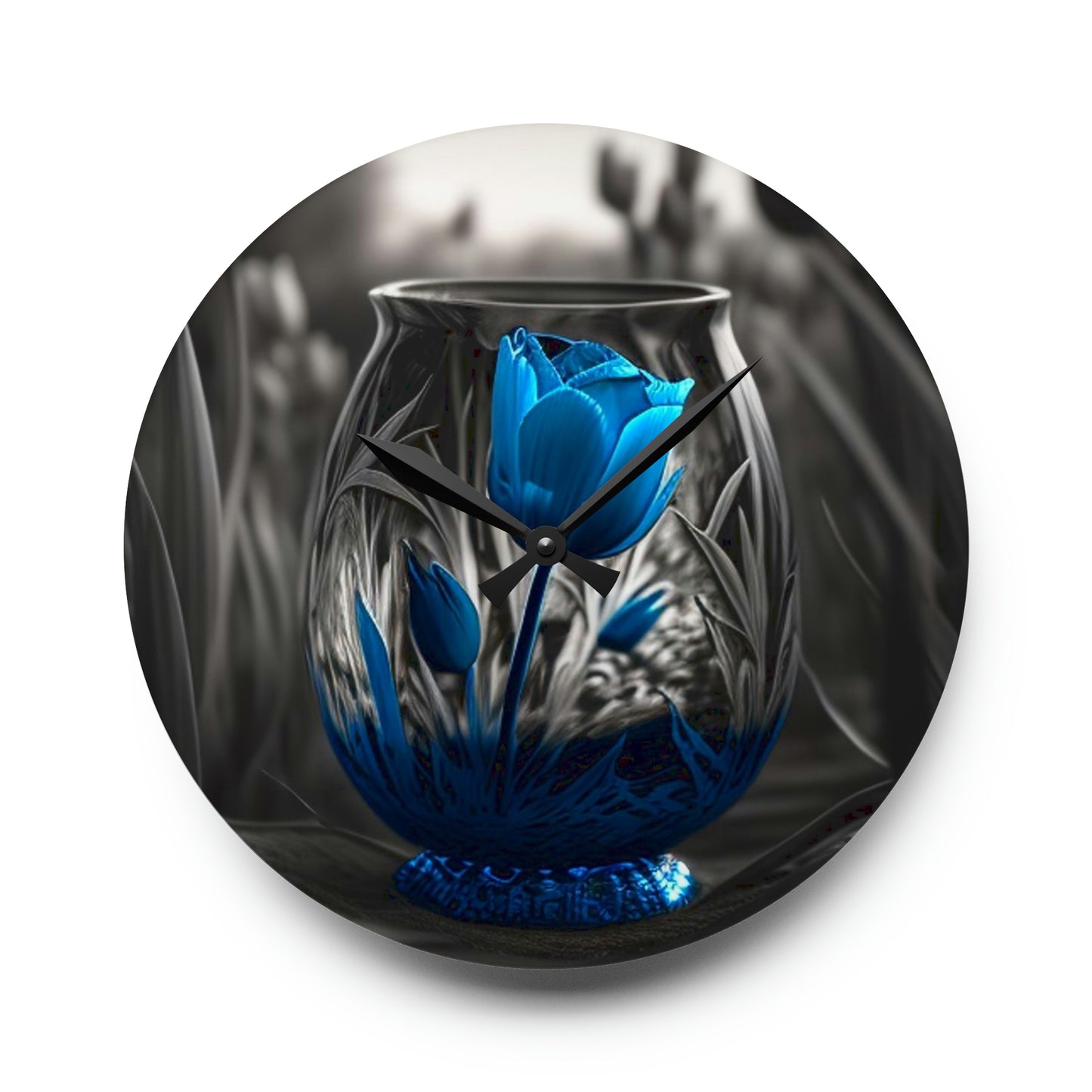 Acrylic Wall Clock Tulip Blue 3