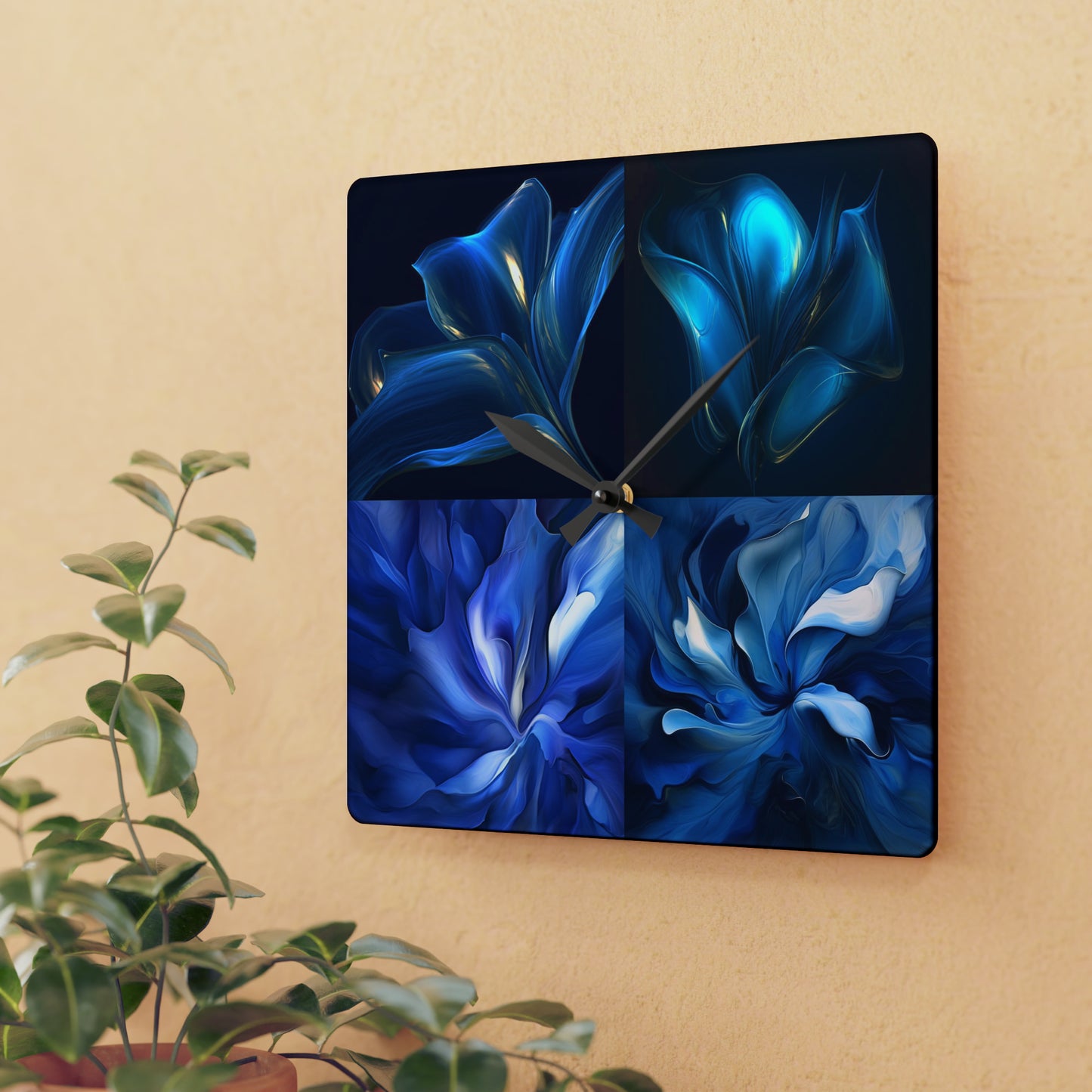 Acrylic Wall Clock Abstract Blue Tulip 5
