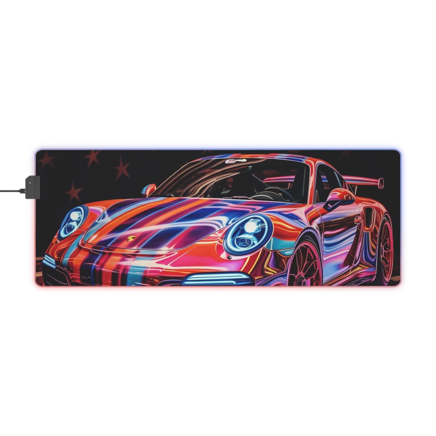 LED Gaming Mouse Pad American Flag Colored Porsche 4
