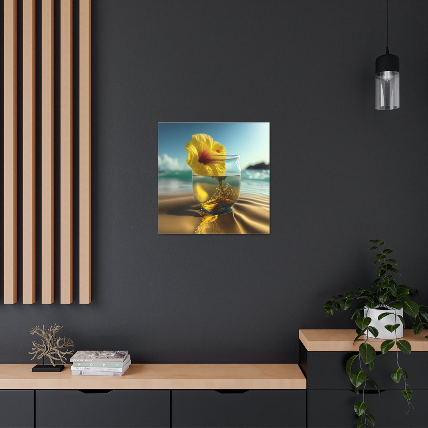Canvas Gallery Wraps Yellow Hibiscus glass 1